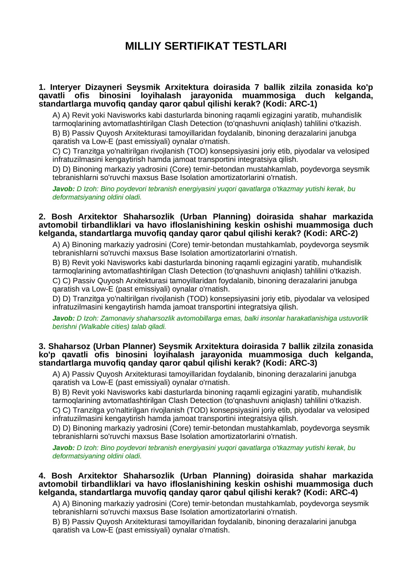 MILLIY SERTIFIKAT TESTLARI