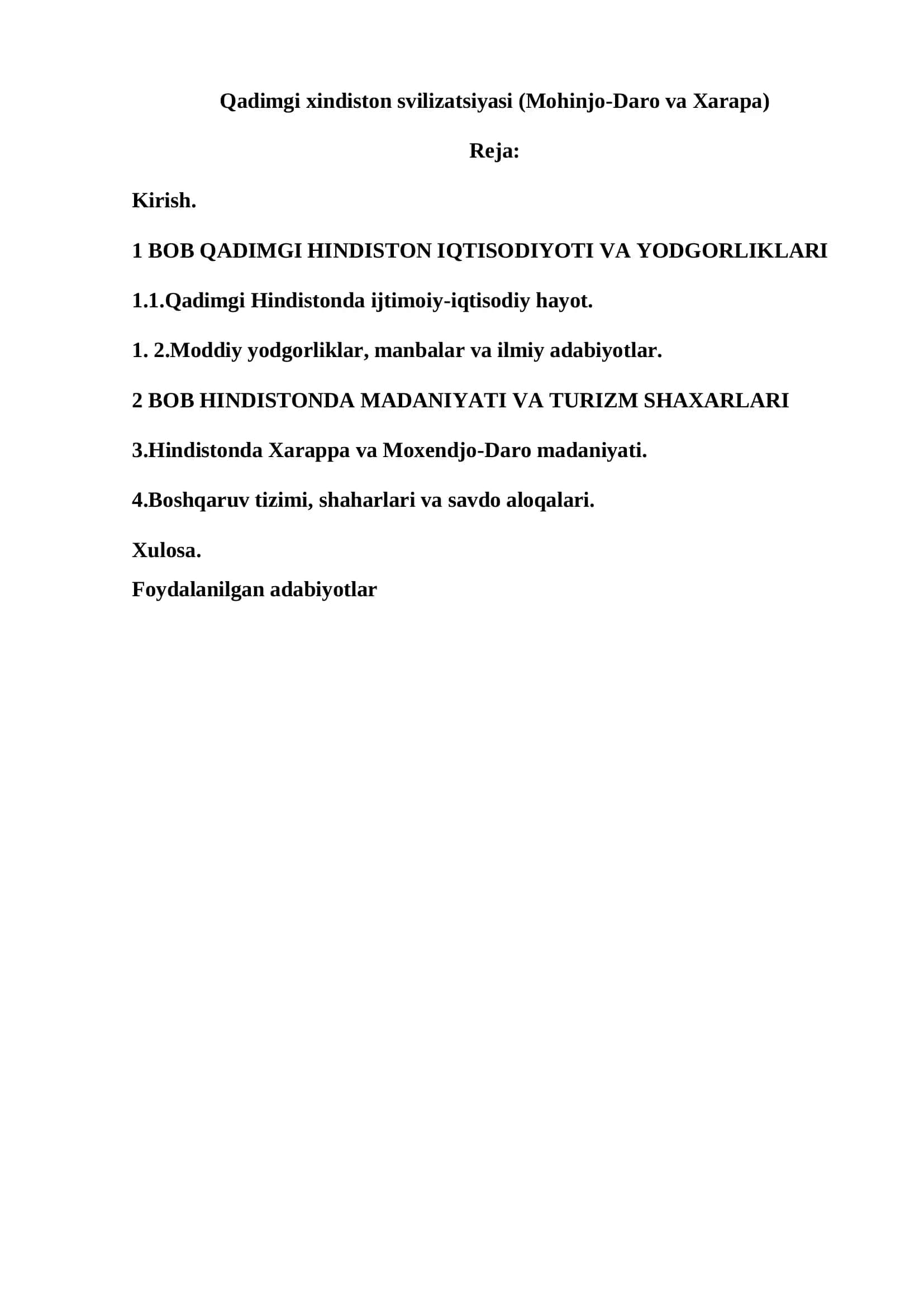 Qadimgi Hindiston Iqtisodiyoti va Yodgorliklari