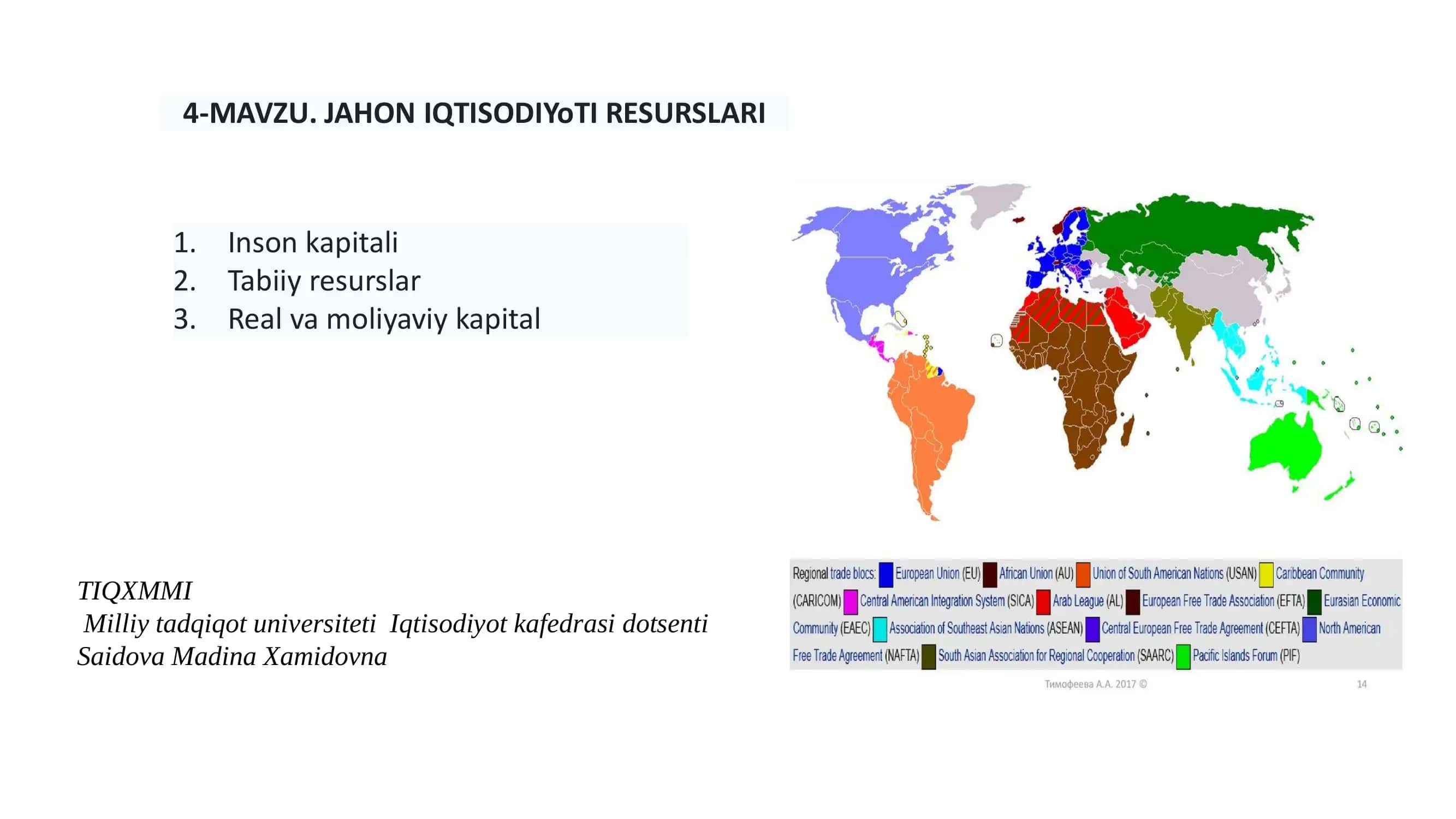 JAHON IQTISODIYoTI RESURSLARI