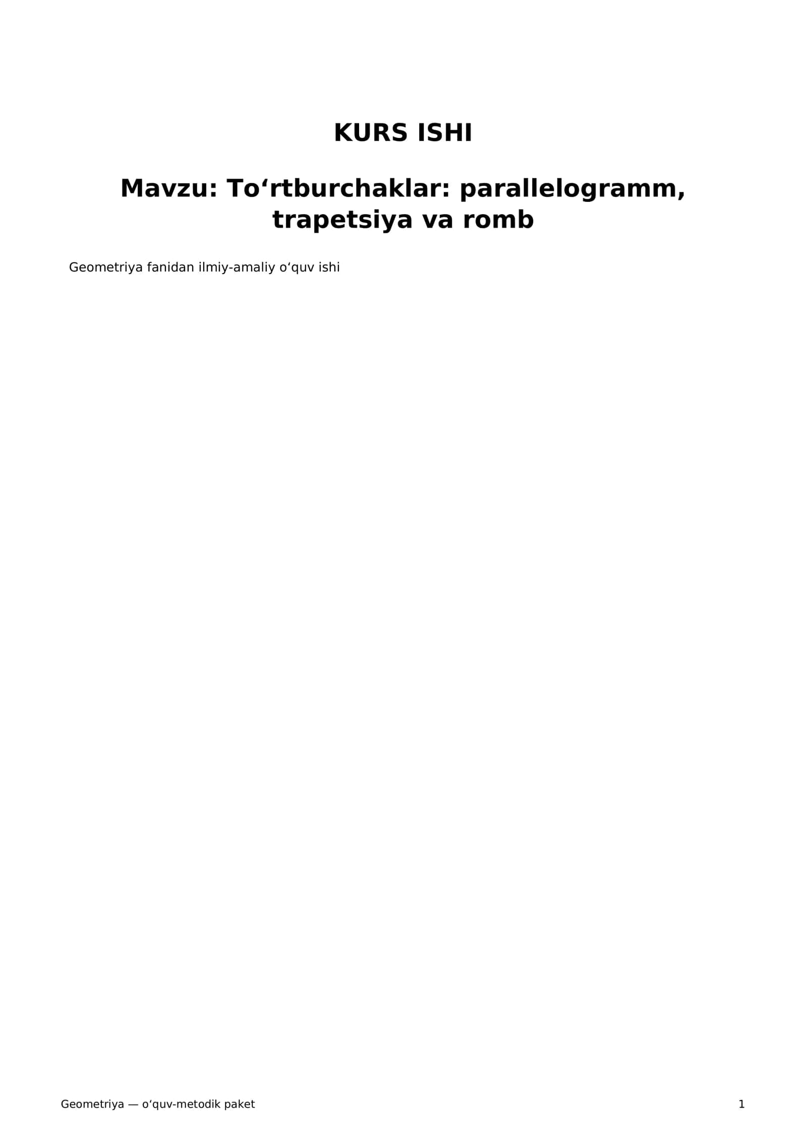 Geometriya — o‘quv-metodik paket