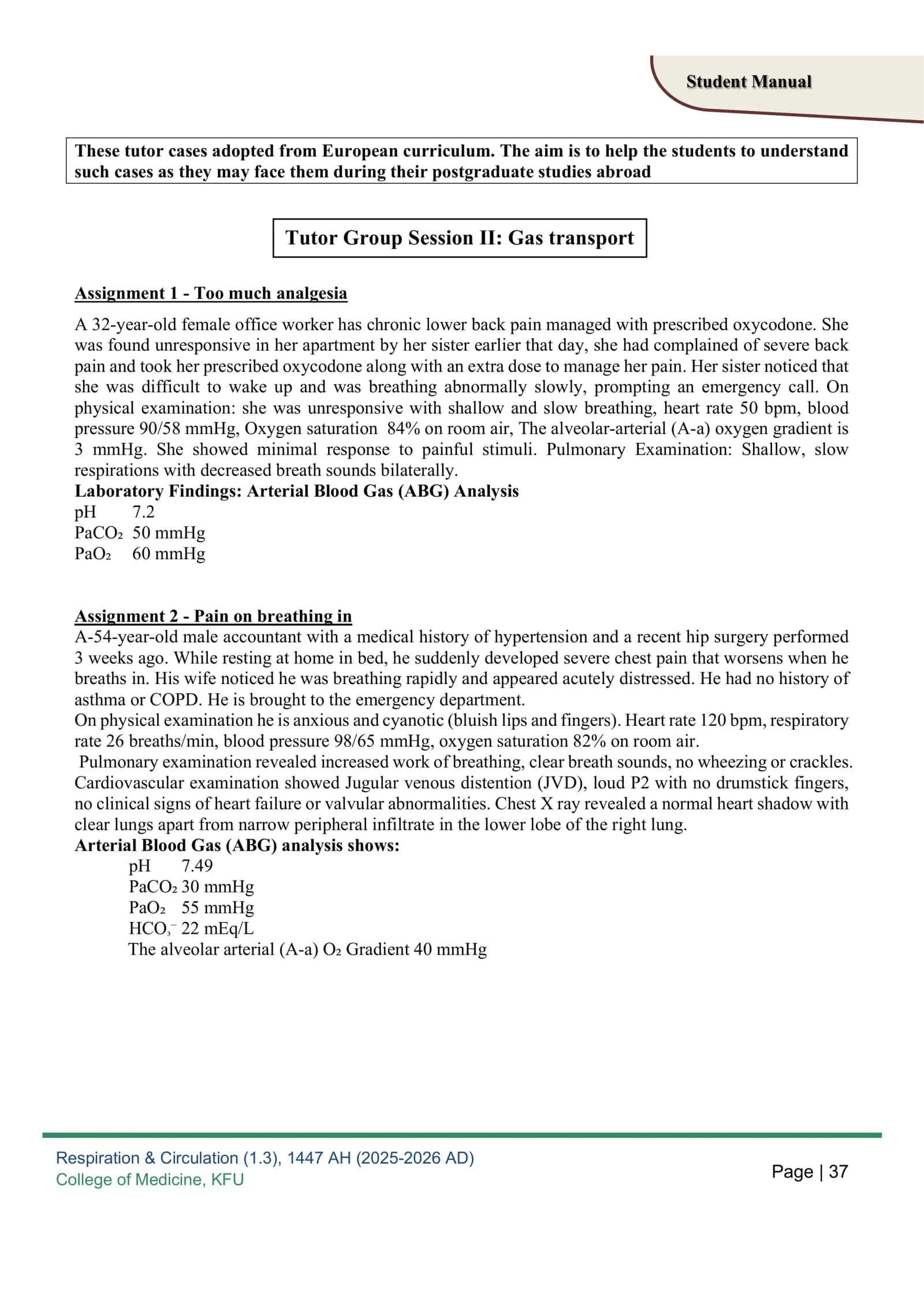Respiration & Circulation Student Manual