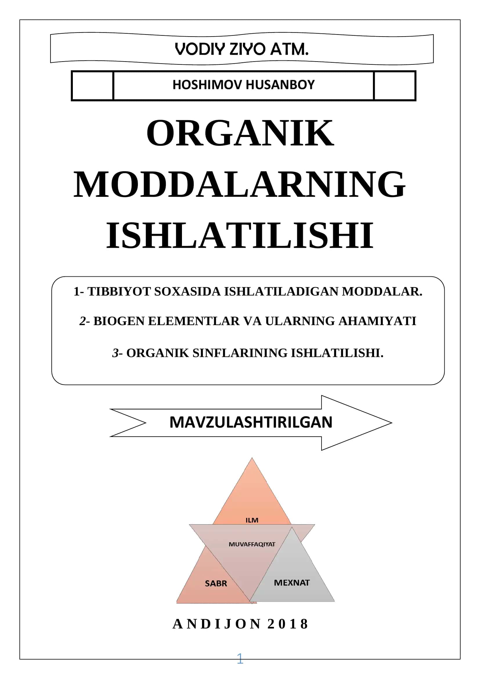 ORGANIK MODDALARNING ISHLATILISHI ANDIJON 2018