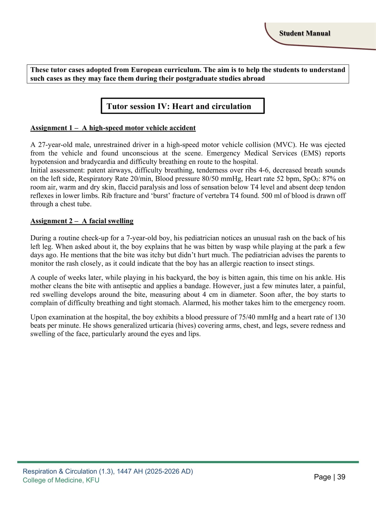 Respiration & Circulation Case Study 1