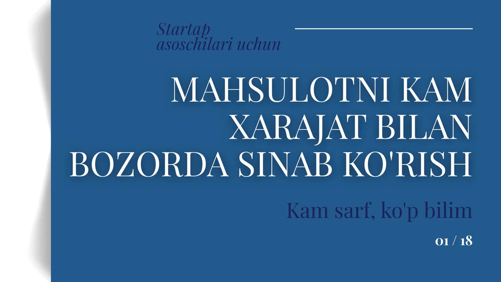 mahsulotni kam xarajat bilan bozorda sinab koʻrish