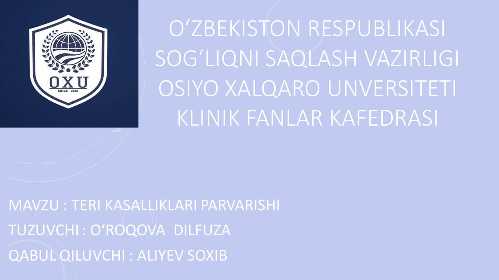 Teri kasalliklari parvarishi