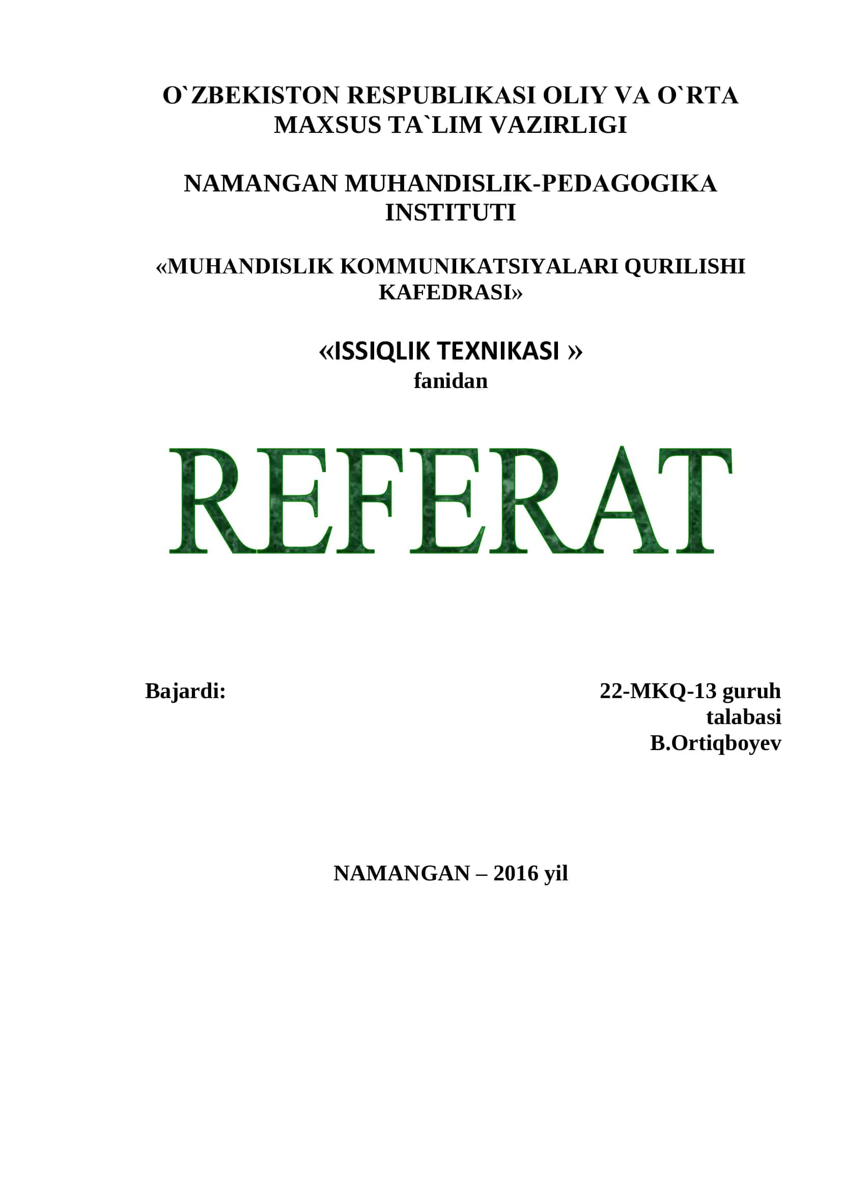 ISSIQLIK ALMASHINUV APPARATLARI