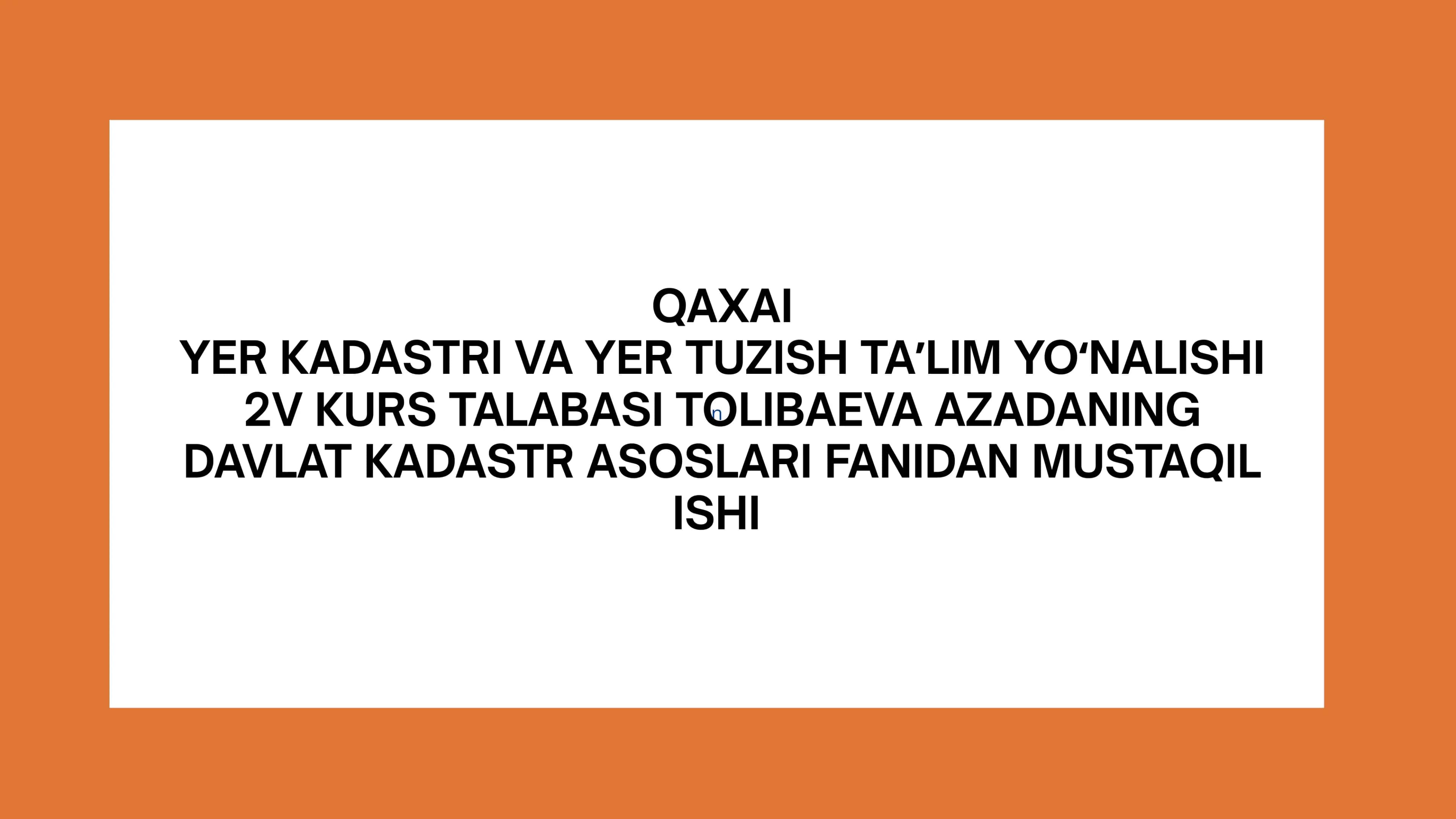 Yer kadastri va yer tuzish ta'lim yo'nalishi