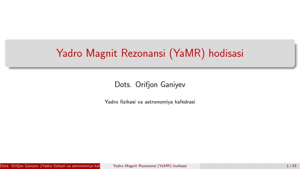 Yadro Magnit Rezonansi (YaMR) hodisasi