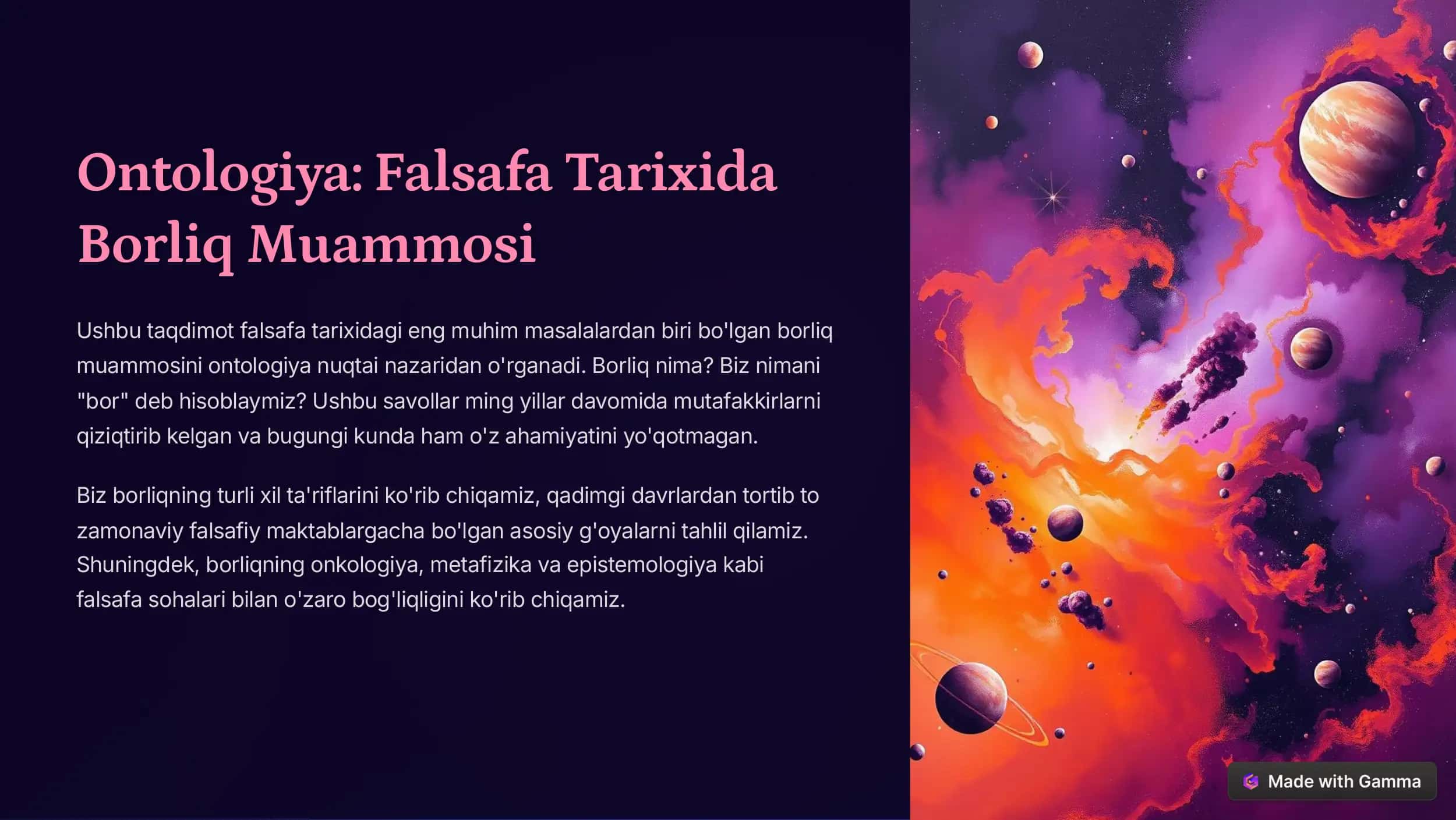 Ontologiya Falsafa Tarixida Borliq Muammosi