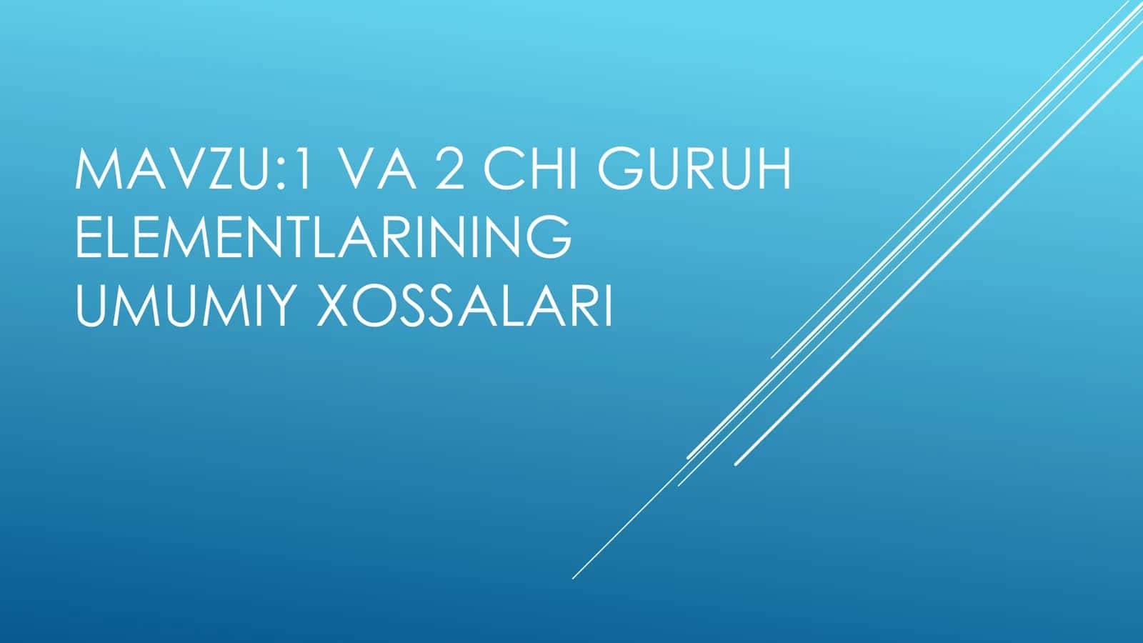 1-guruh elementlari (Ishqoriy metallar - Li,Na,K,Rb,Cs,Frcap Li,Na,K,Rb,Cs,Fr)