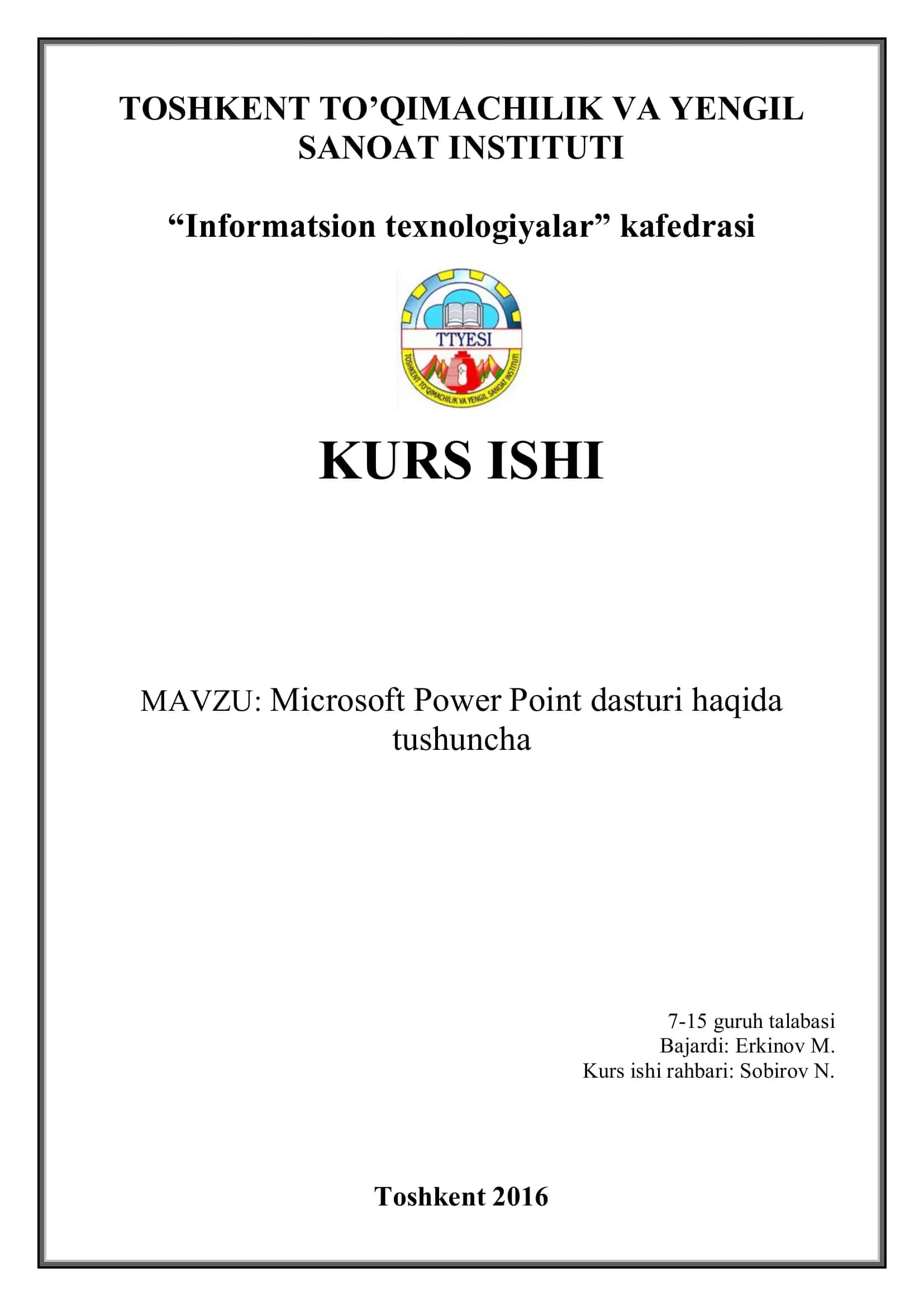 Microsoft Power Point dasturi haqida