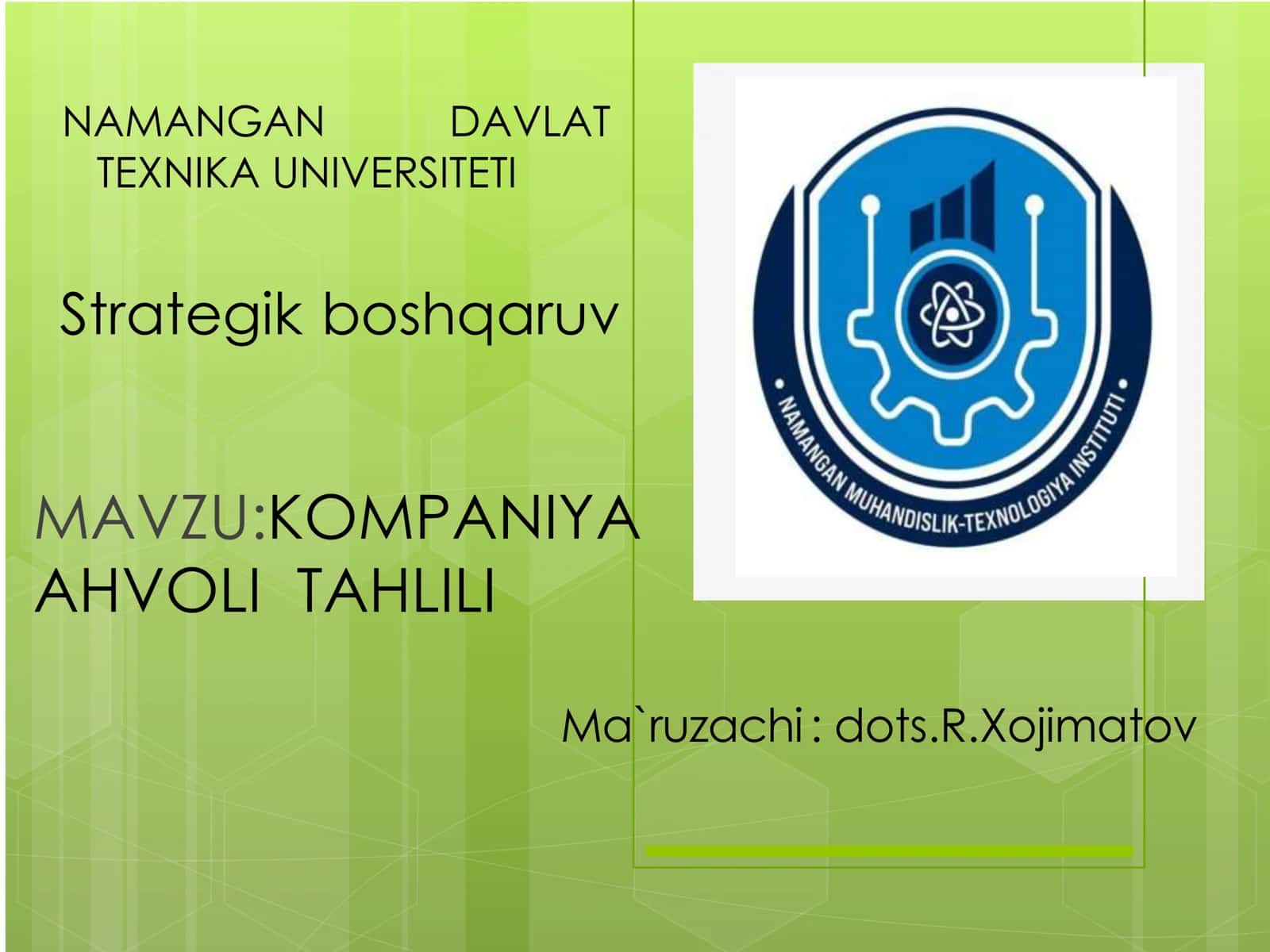 KOMPANIYA AHVOLI TAHLILI