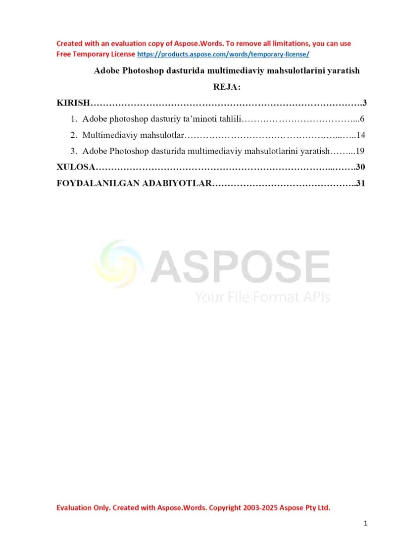 Adobe Photoshop dasturida multimediaviy mahsulotlarini yaratish