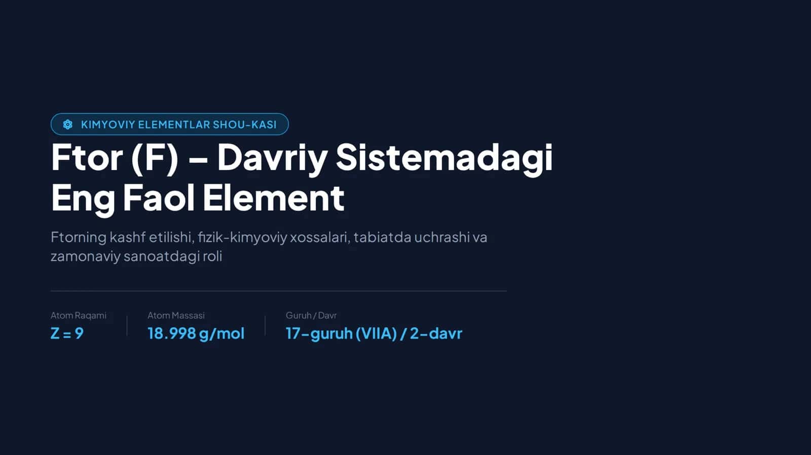 Ftor elementi haqida taqdimot