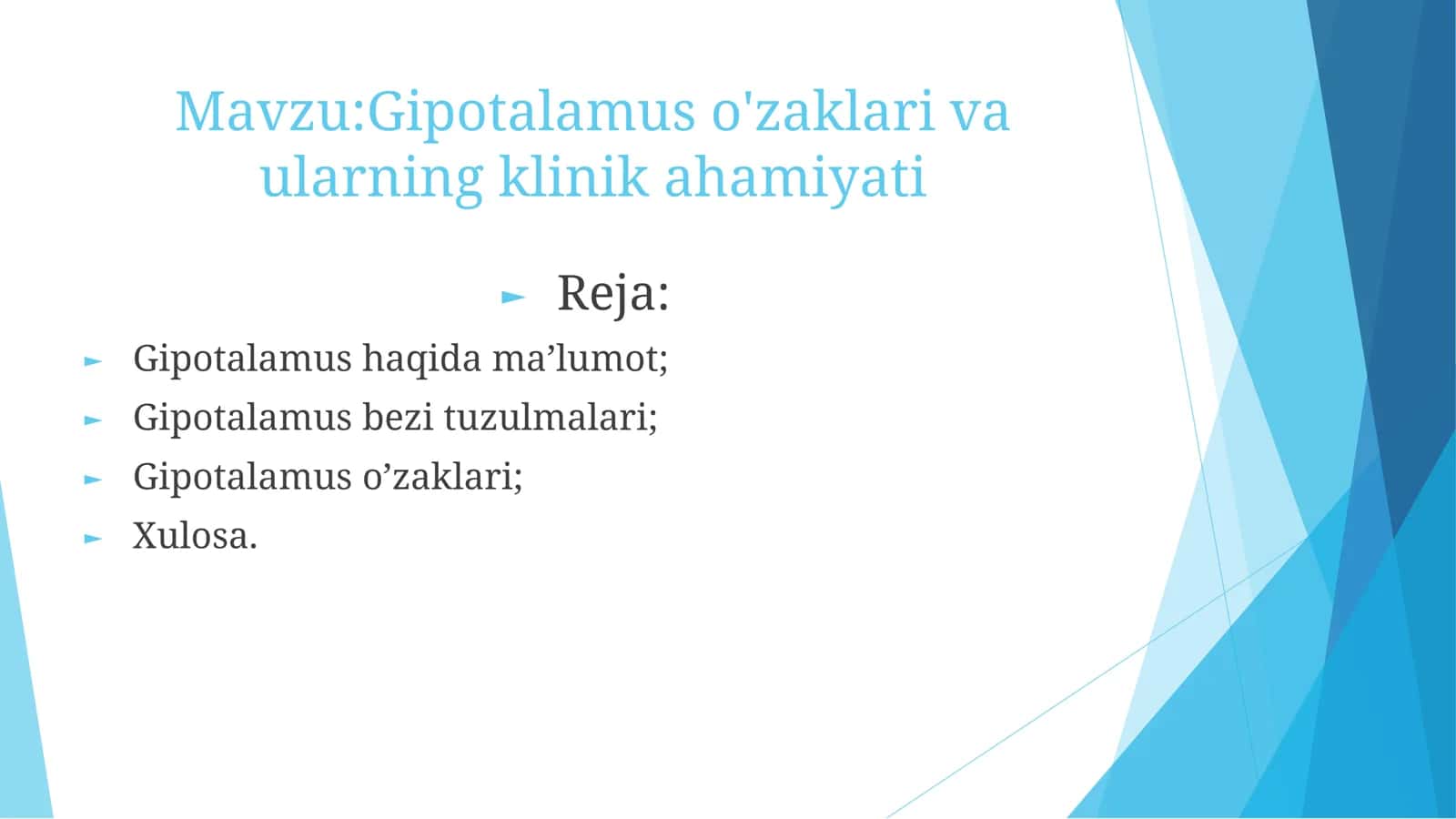 Gipotalamus o'zaklari va ularning klinik ahamiyati