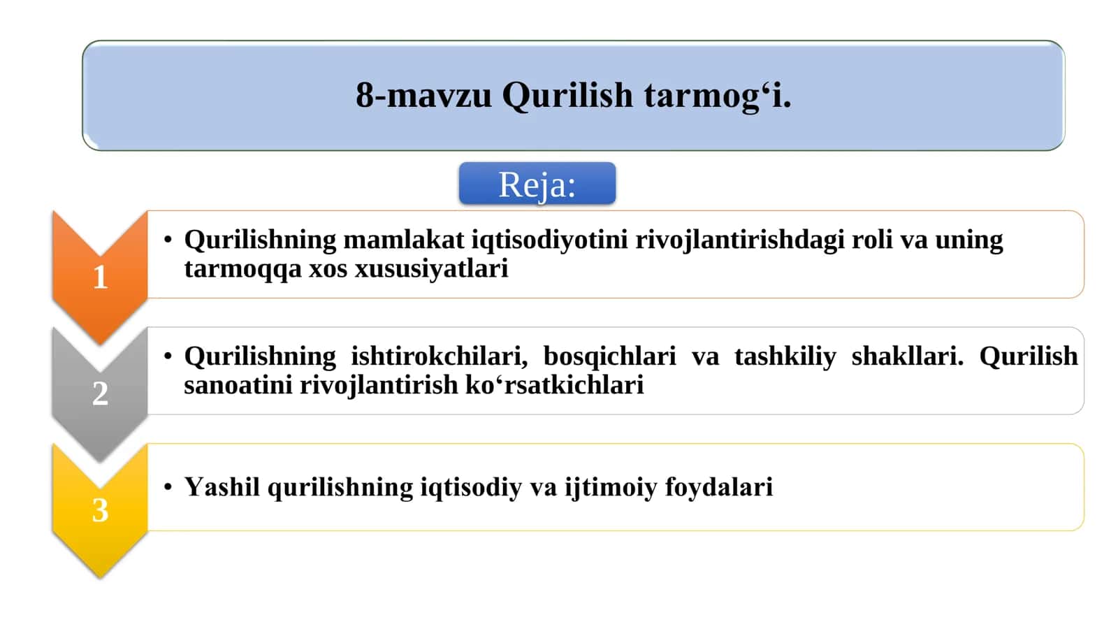 QURILISH TARMOG'I IQTISODIYOTI