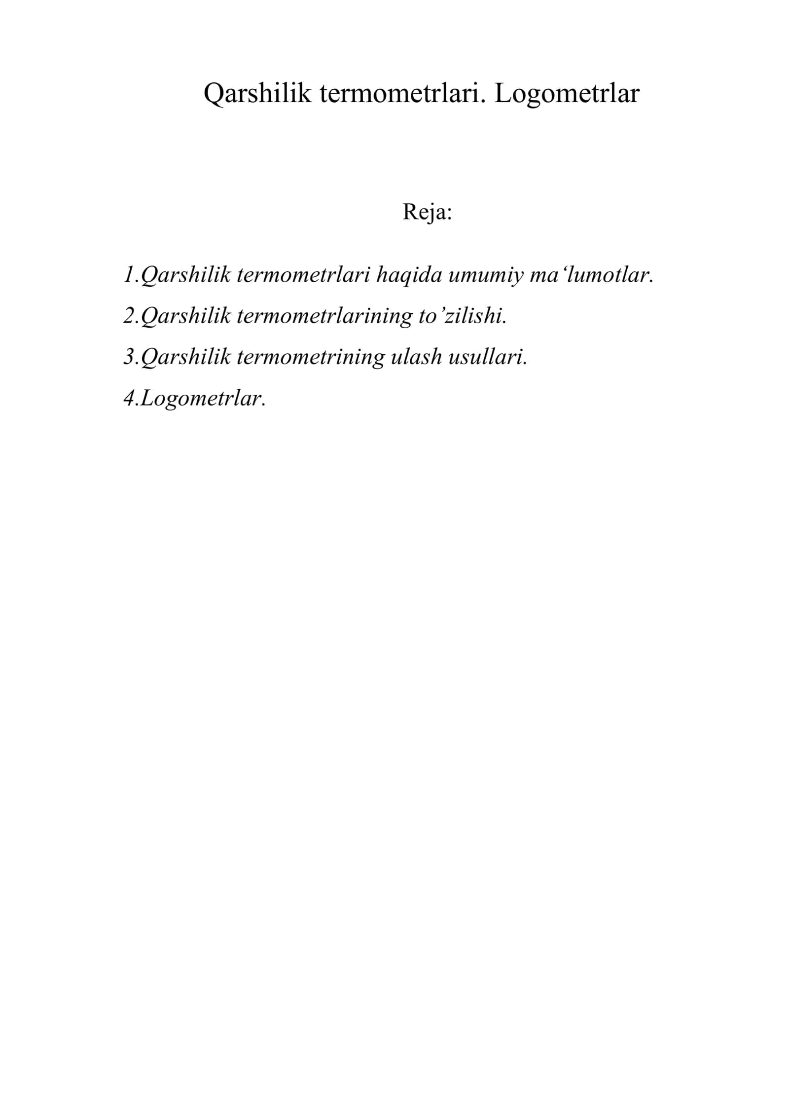 Qarshilik termometrlari. Logometrlar