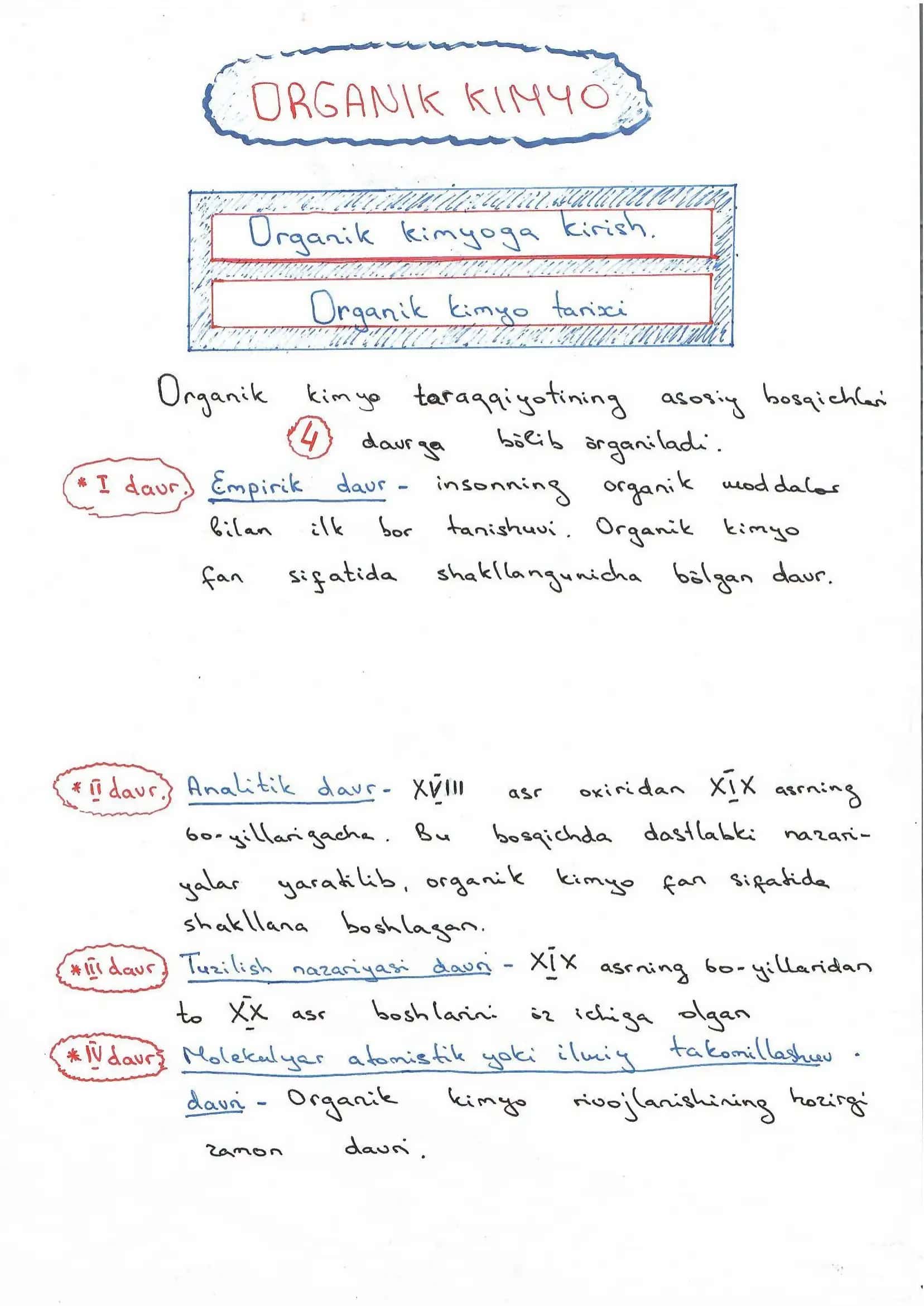 organik kimyo