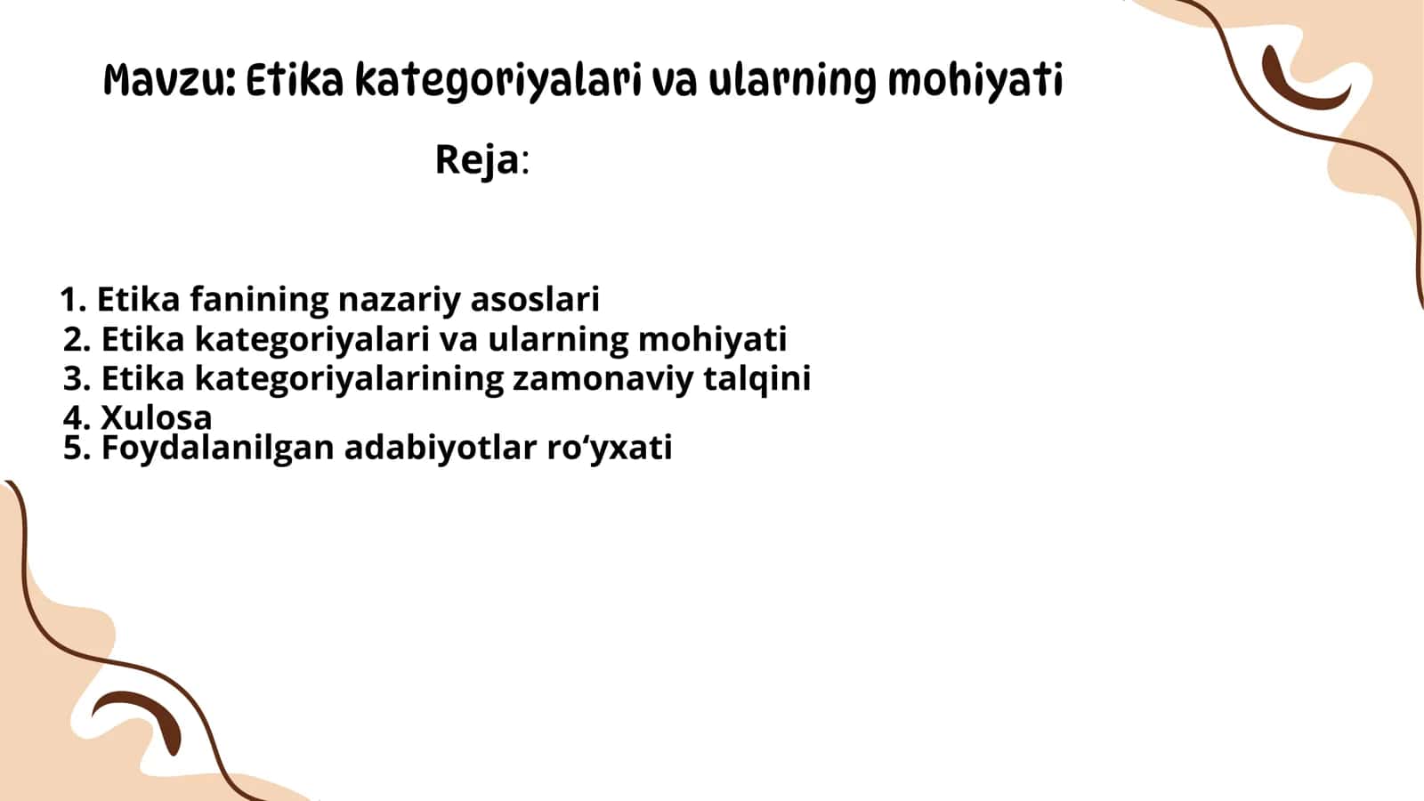 Etika kategoriyalari va ularning mohiyati
