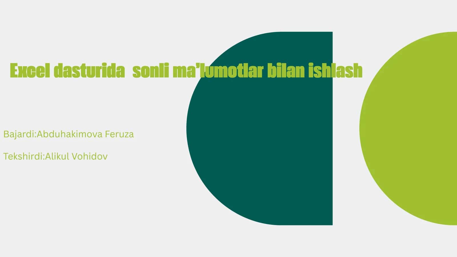 Excel dasturida sonli malumotlar bilan ishlash