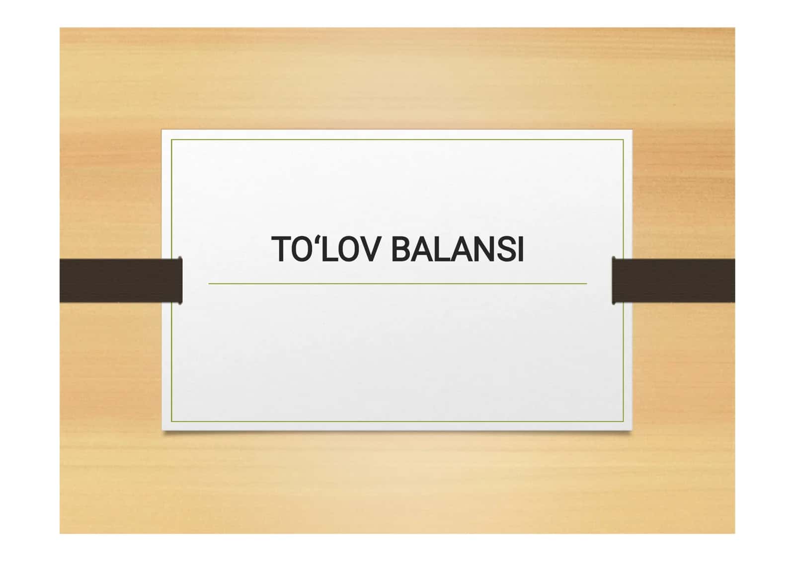 TO‘LOV BALANSI