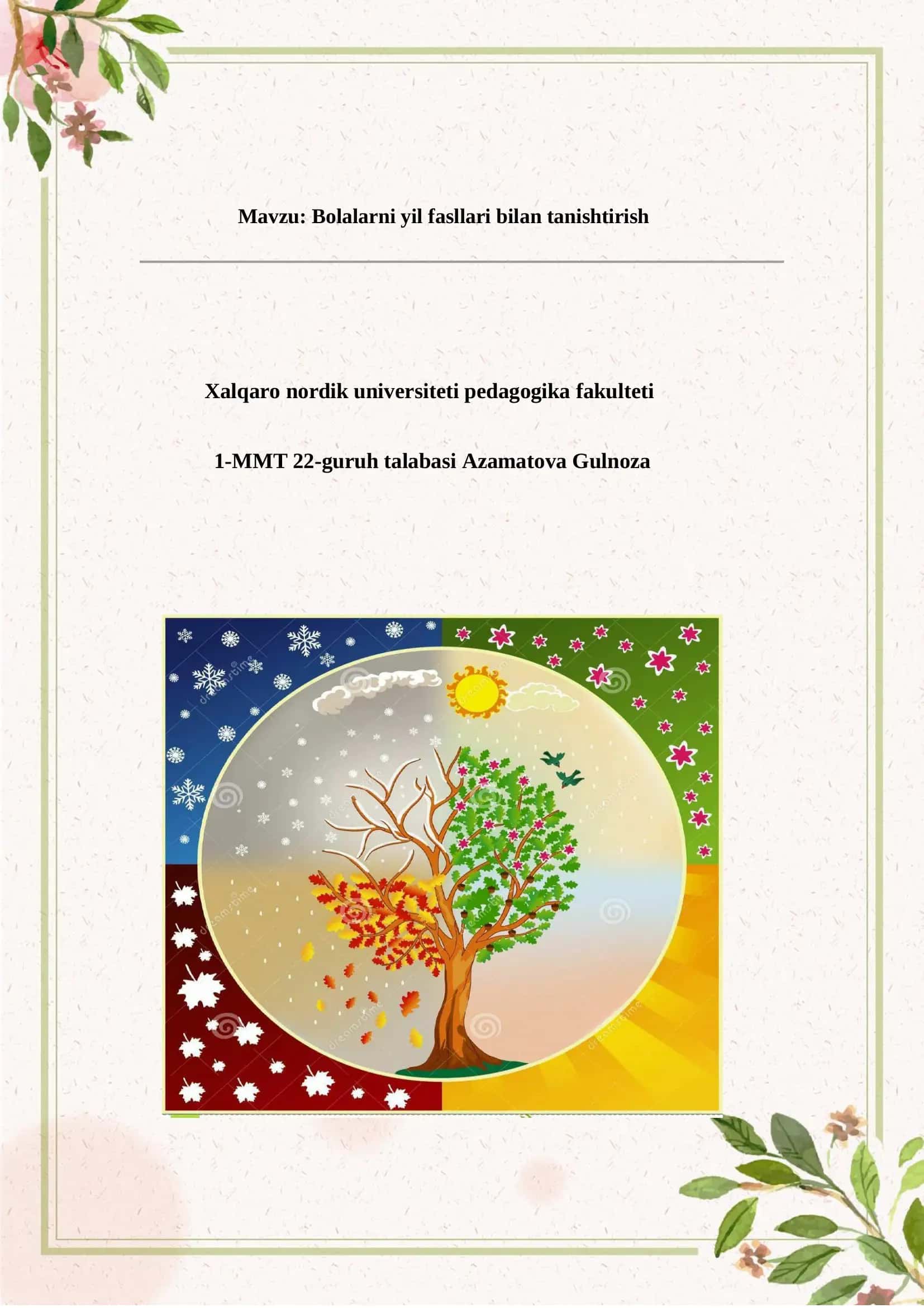 Bolalarni yil fasllari bilan tanishtirish