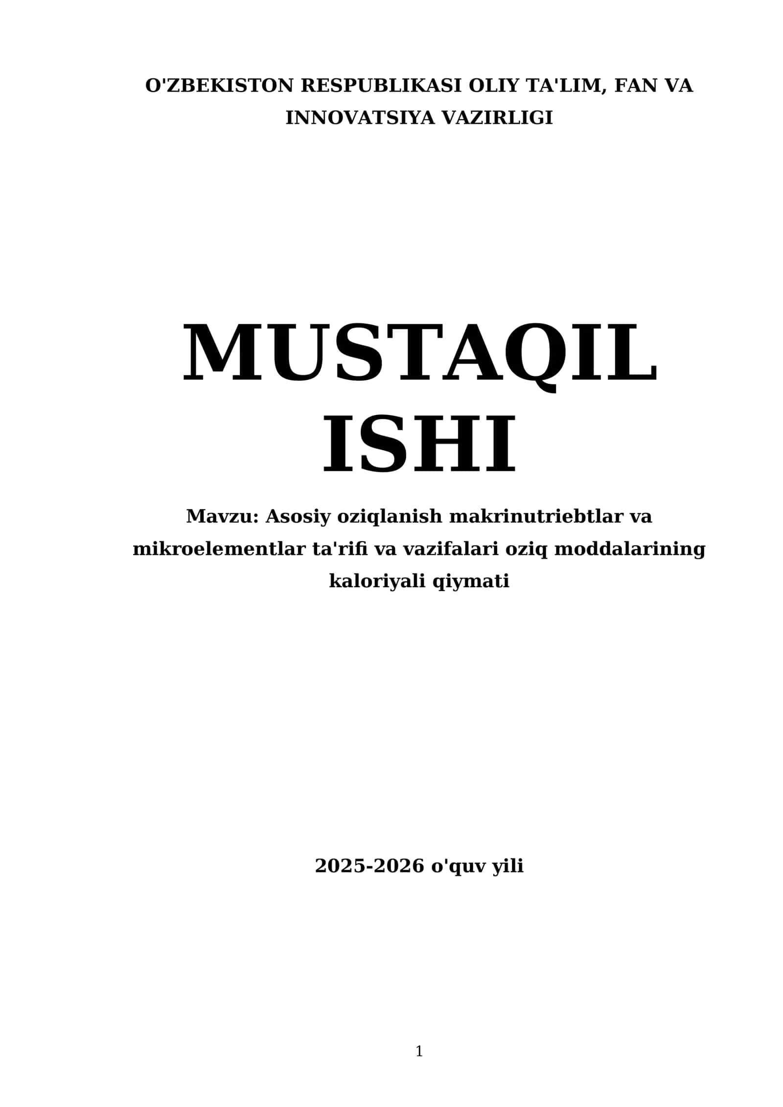 Asosiy oziqlanish makrinutriebtlar va mikroelementlar ta'rifi va vazifalari oziq moddalarining kaloriyali qiymati