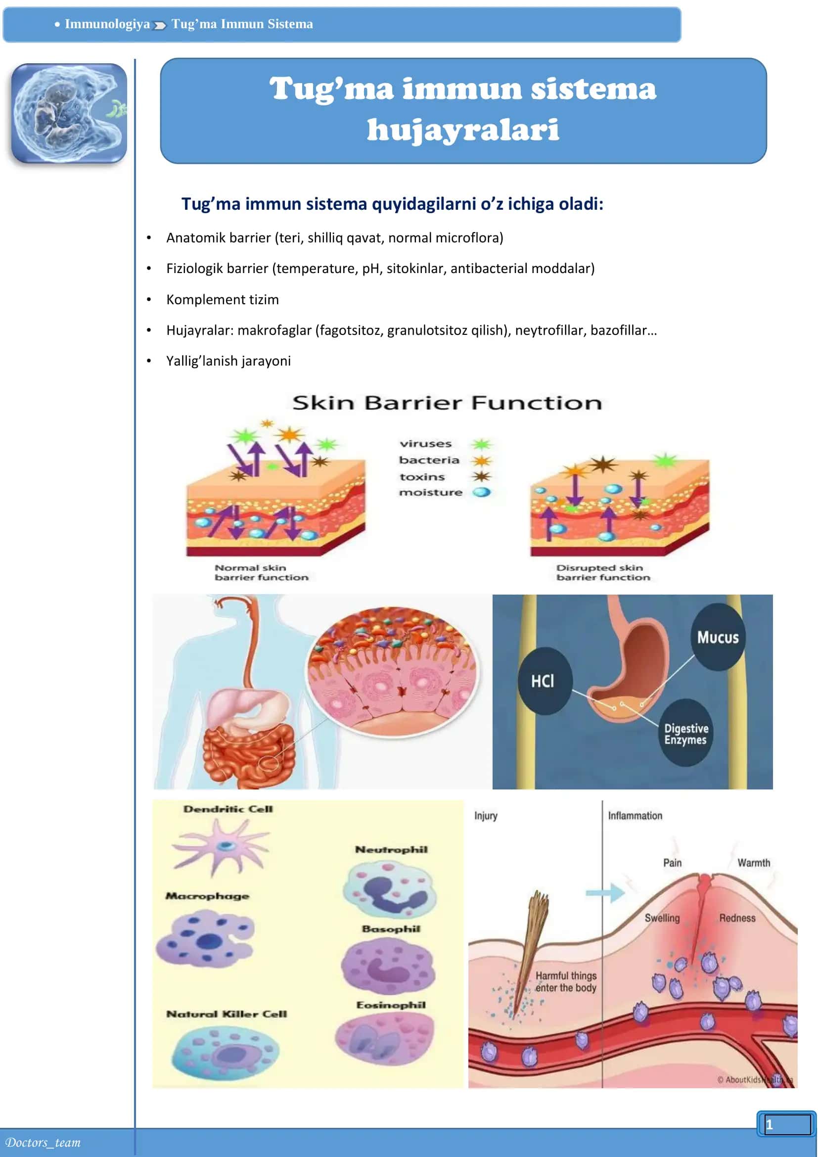 Immunologiya Tug’ma Immun Sistema