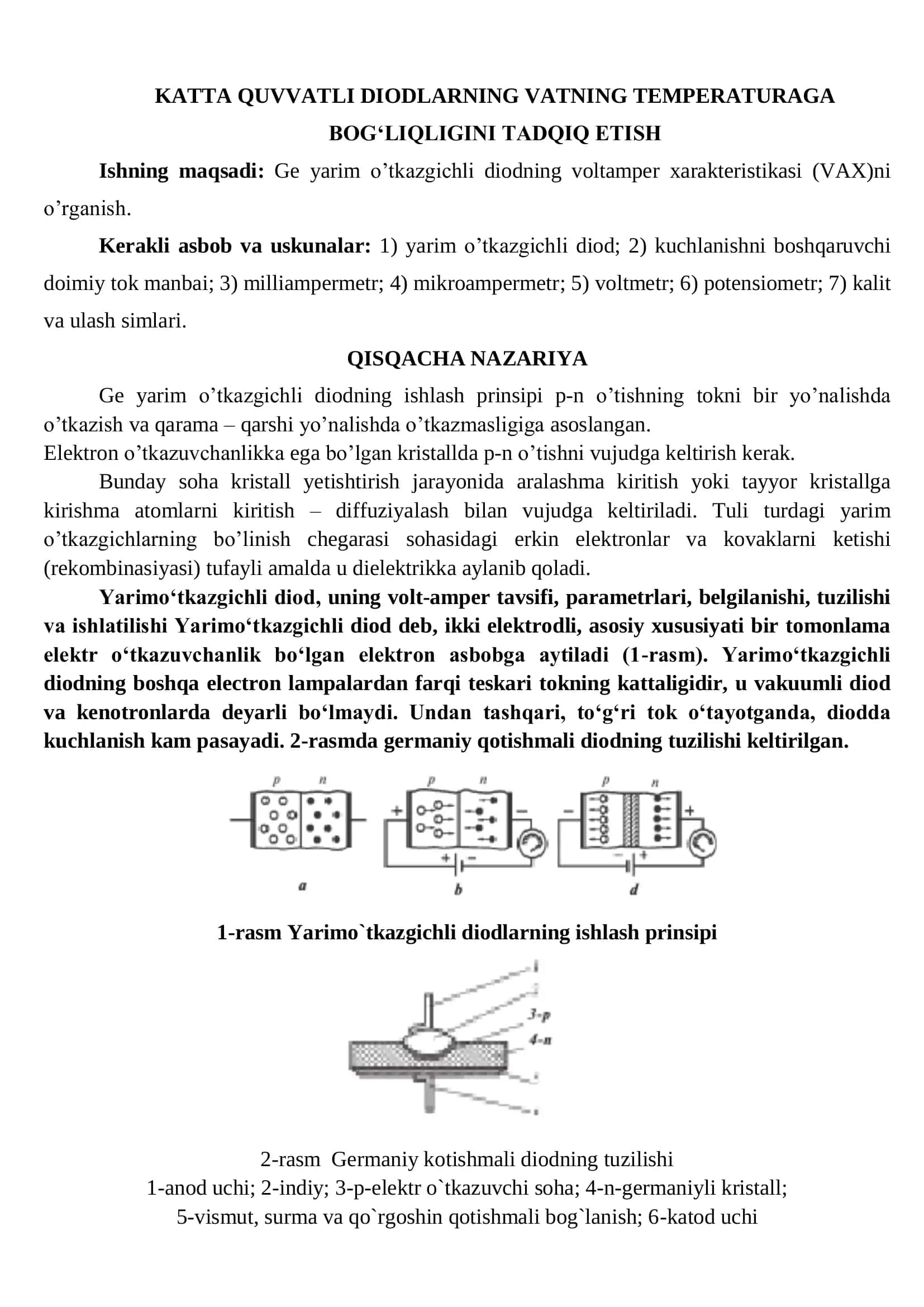 Yarim o‘tkazgichli diod