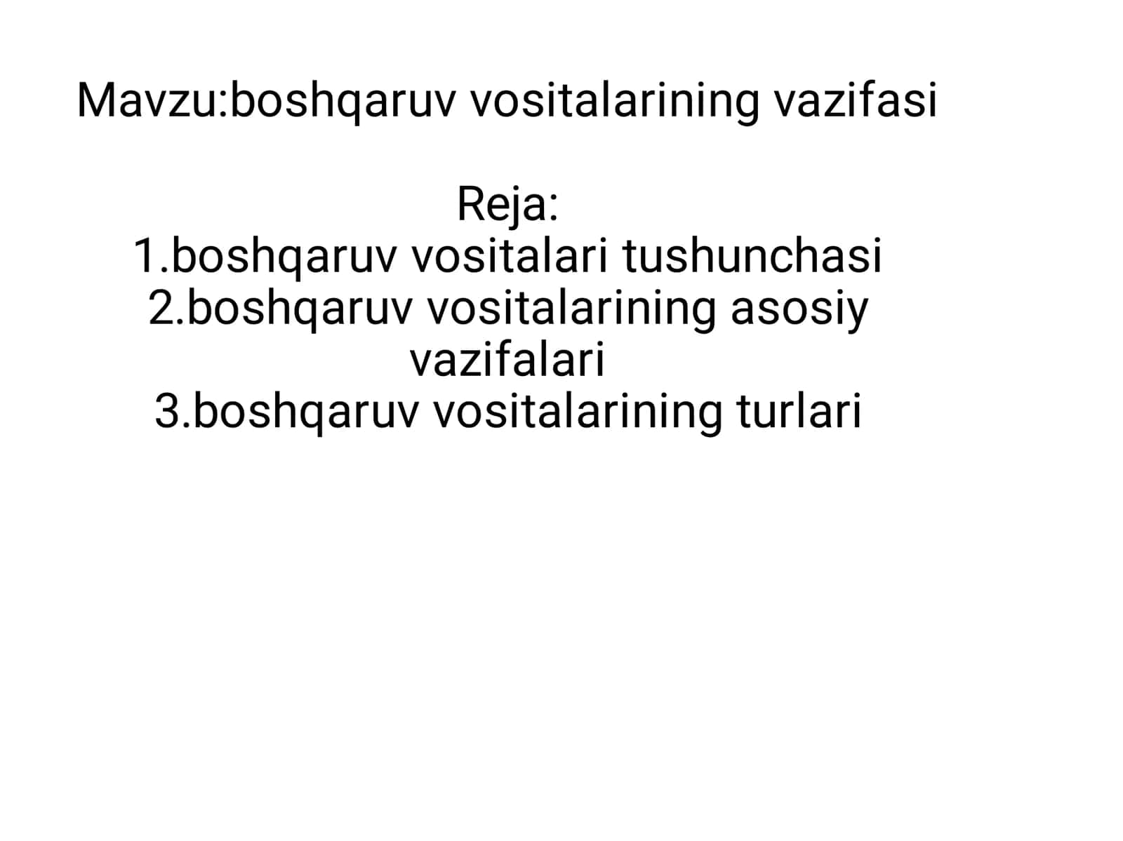 boshqaruv vositalarining vazifasi
