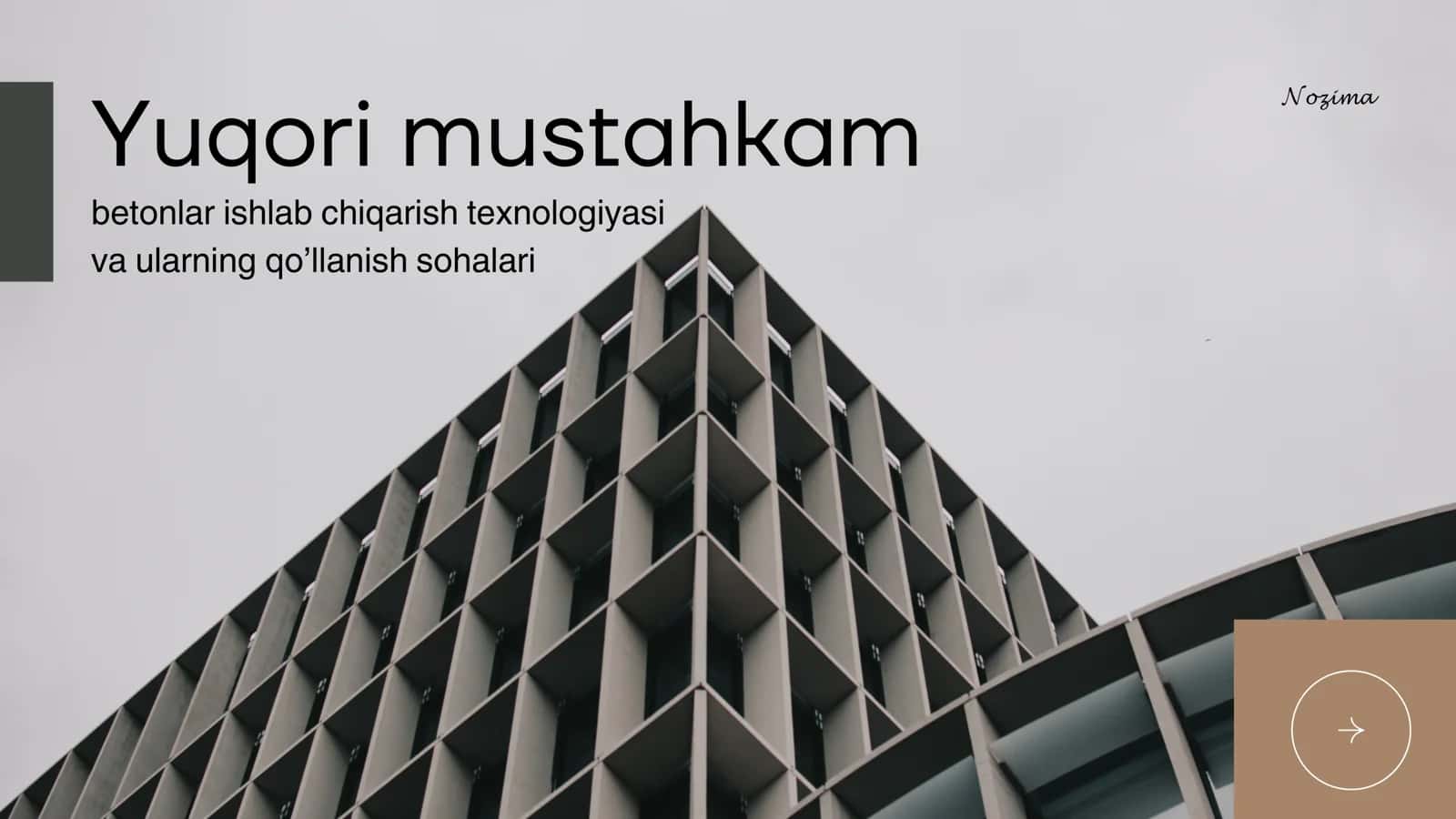 Yuqori mustahkam betonlar ishlab chiqarish texnologiyasi va ularning qo’llanish sohalari