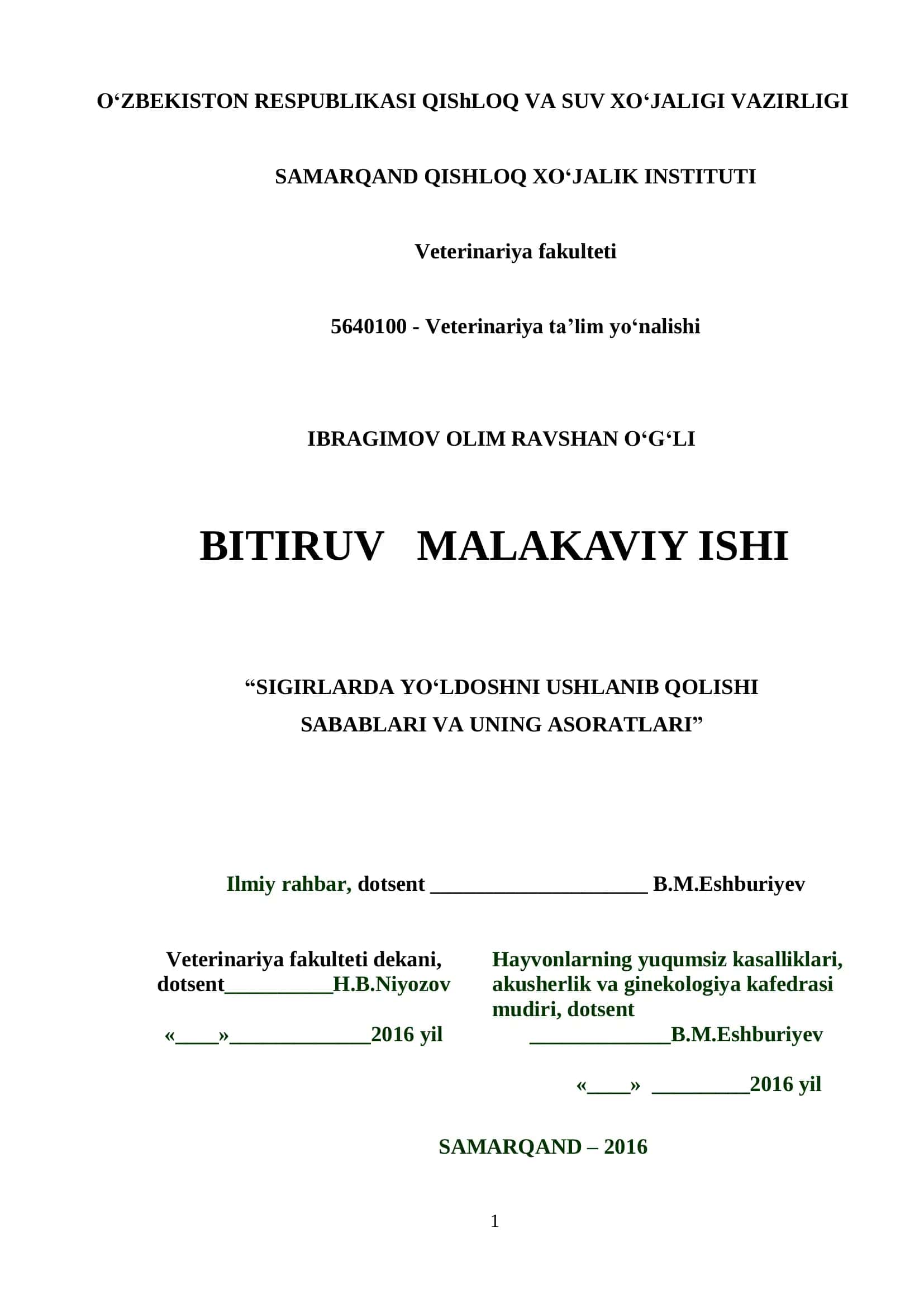 SIGIRLARDA YO‘LDOSHNI USHLANIB QOLISHI SABABLARI VA UNING ASORATLARI