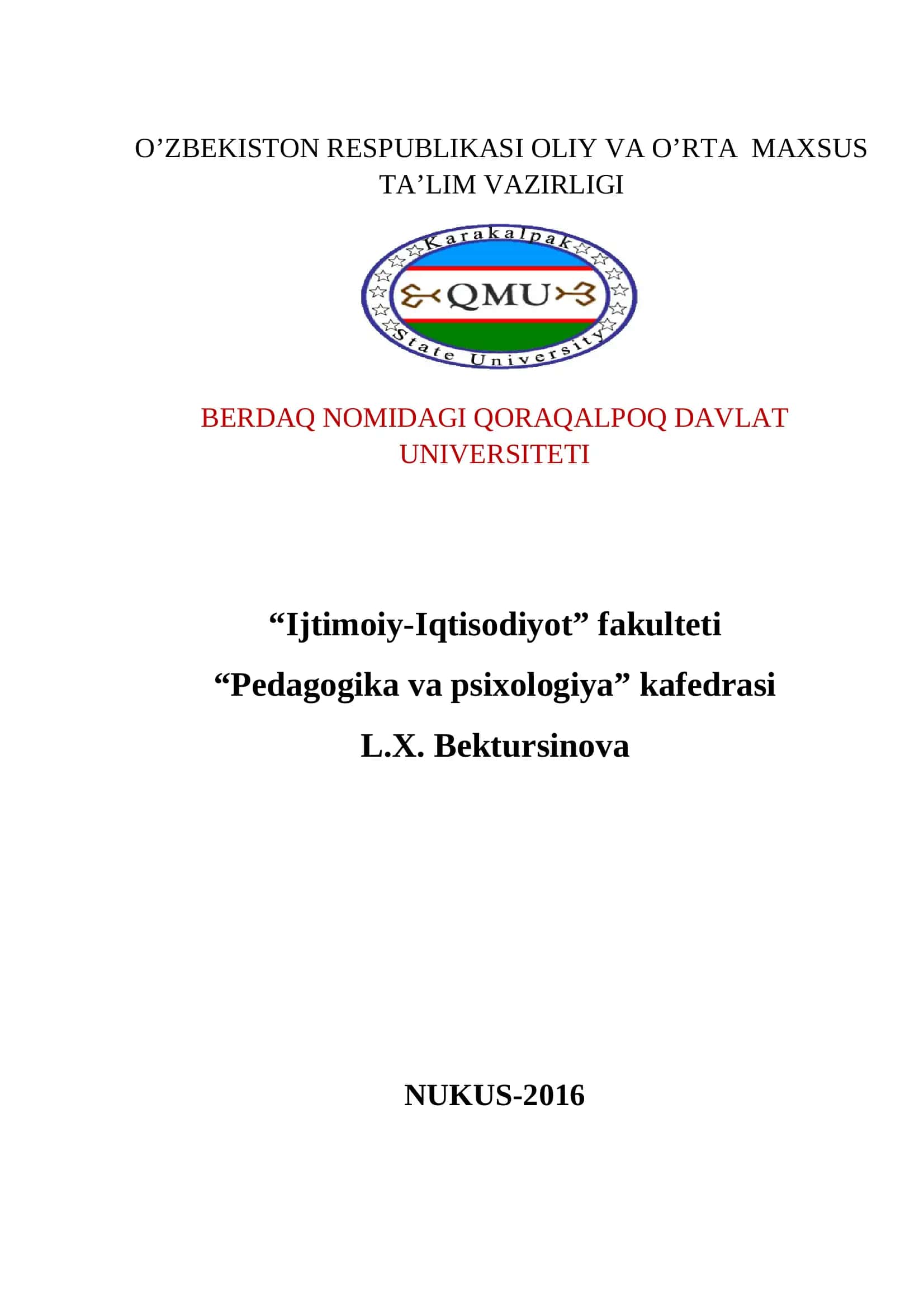 Pedogogik nazorat va ta’lim sifatini baholash