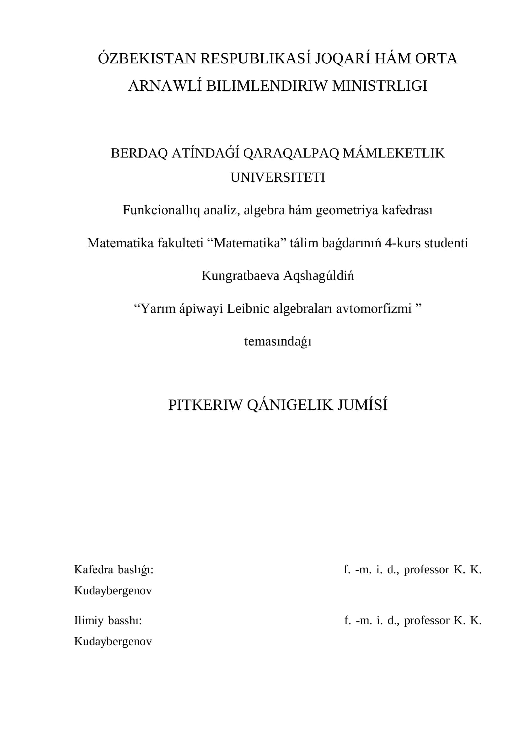 Yarım ápiwayi Leibnic algebraları avtomorfizmi