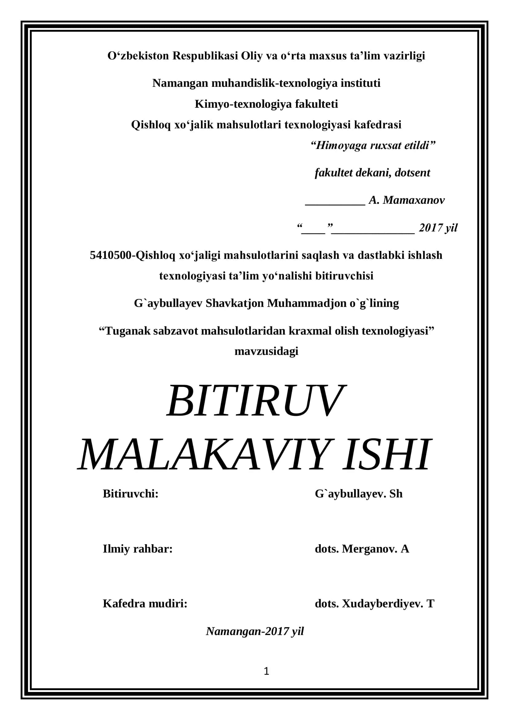 Tuganak sabzavot mahsulotlaridan kraxmal olish texnologiyasi