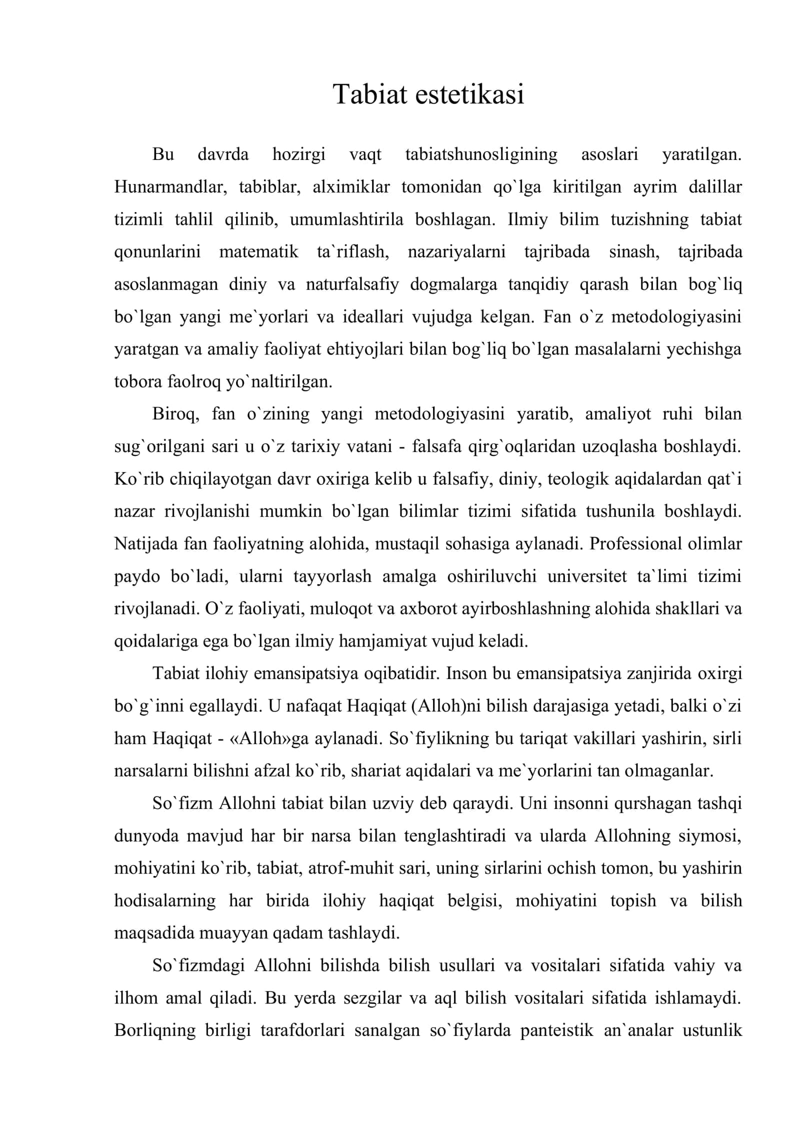 Tabiat estetikasi
