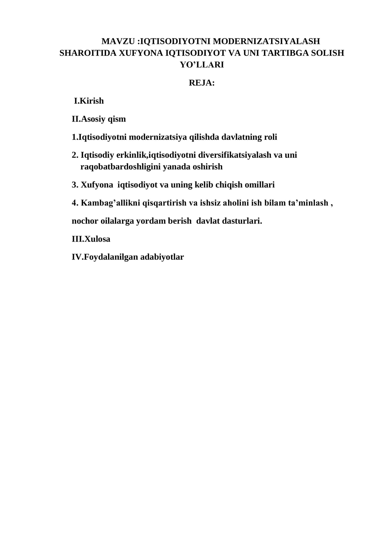 IQTISODIYOTNI MODERNIZATSIYALASH