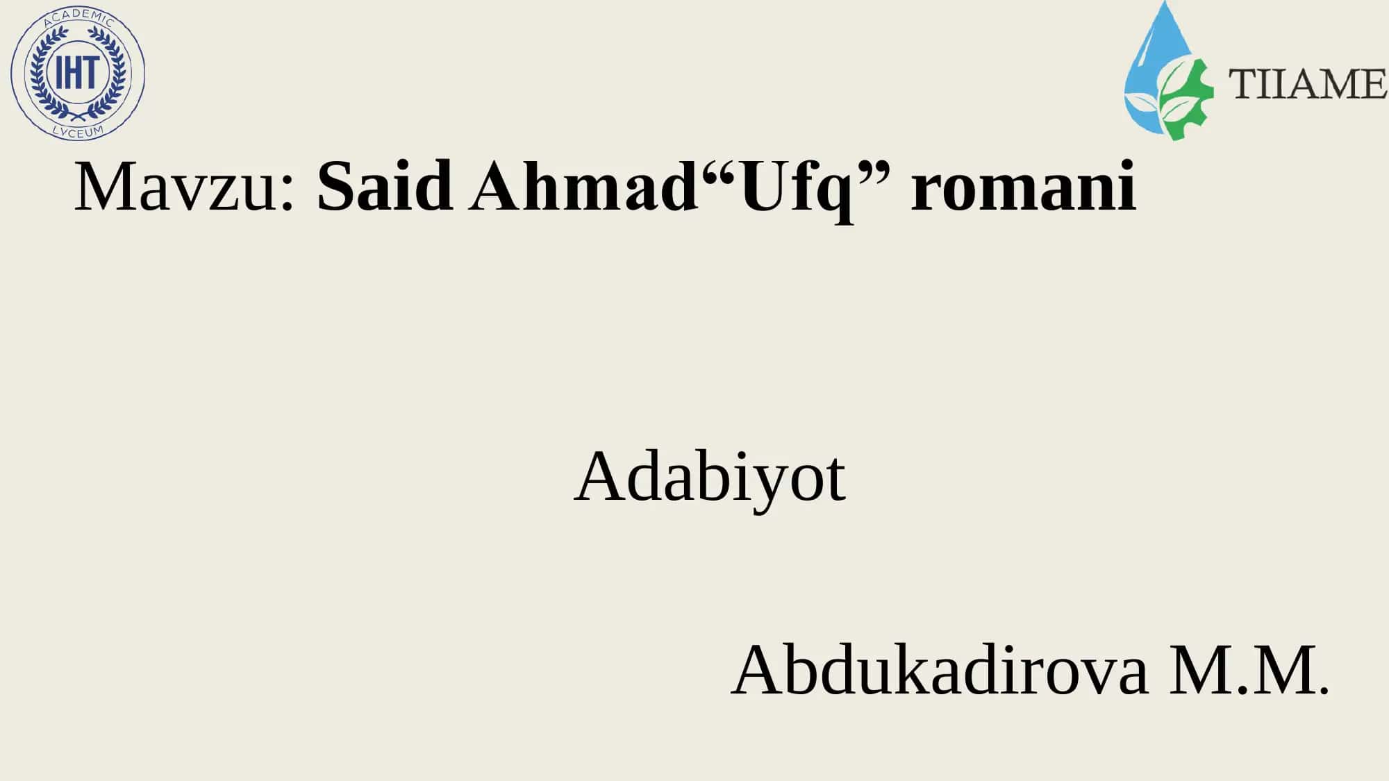 Said Ahmad“Ufq” romani