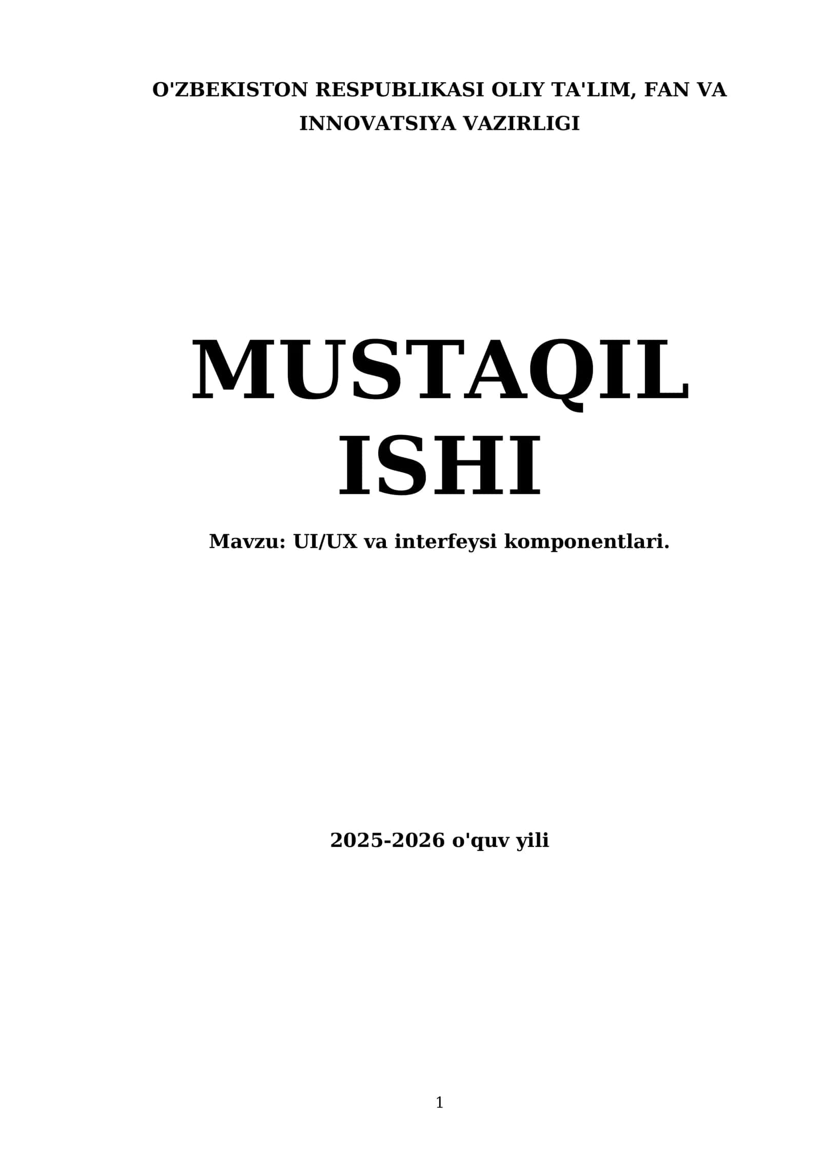 UI/UX va interfeysi komponentlari