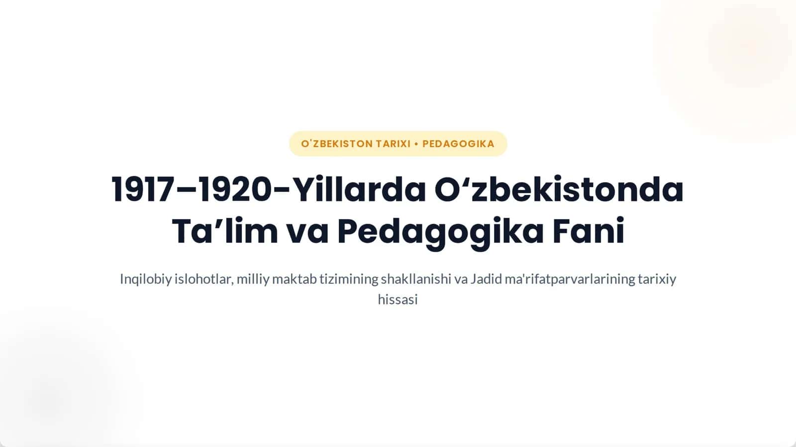 1917-1920-yillarda O'zbekistonda ta'lim tizimi