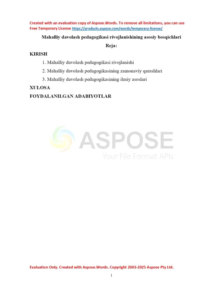Mahalliy davolash pedagogikasi rivojlanishining asosiy bosqichlari