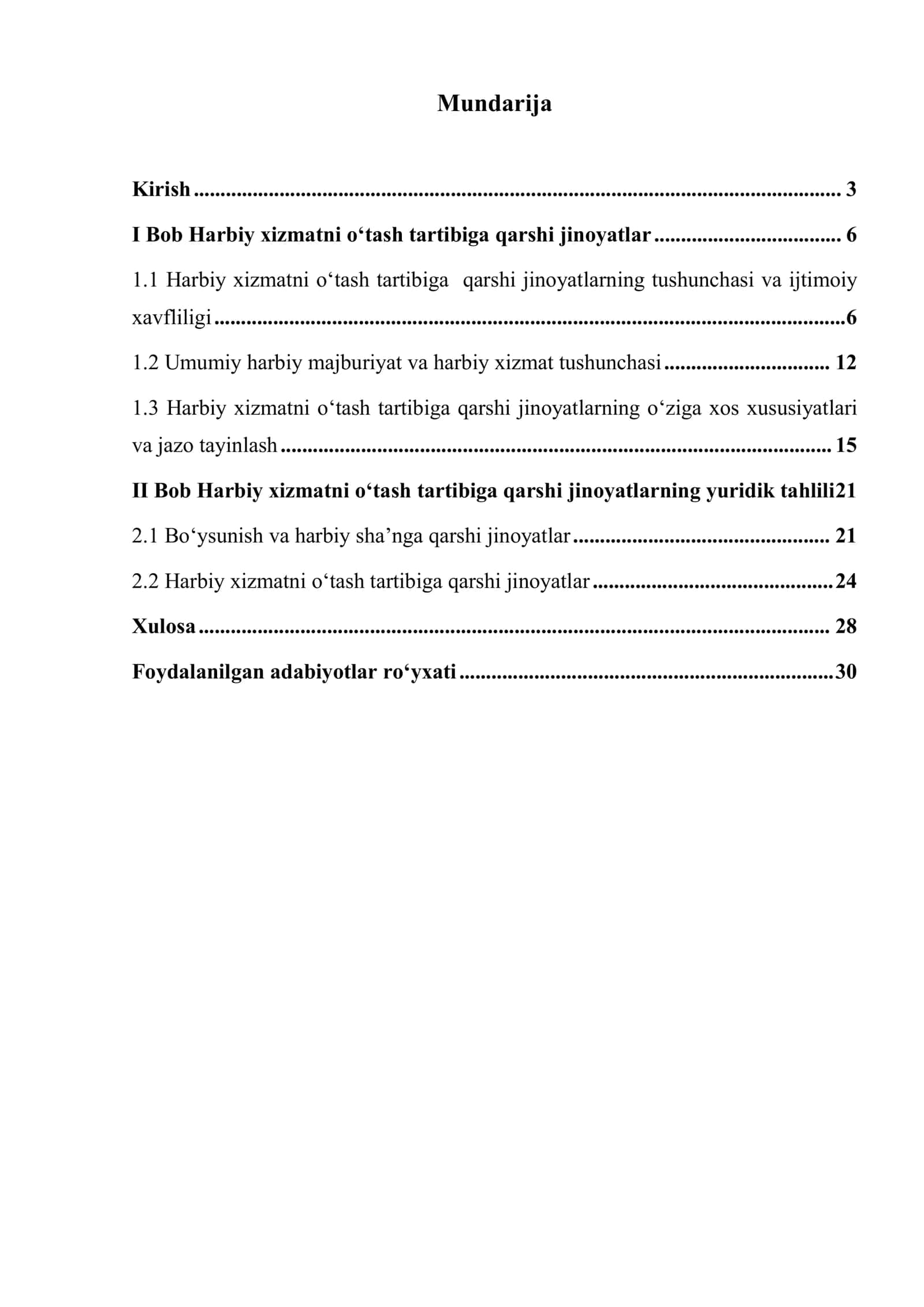 Harbiy xizmatni o‘tash tartibiga qarshi jinoyatlar