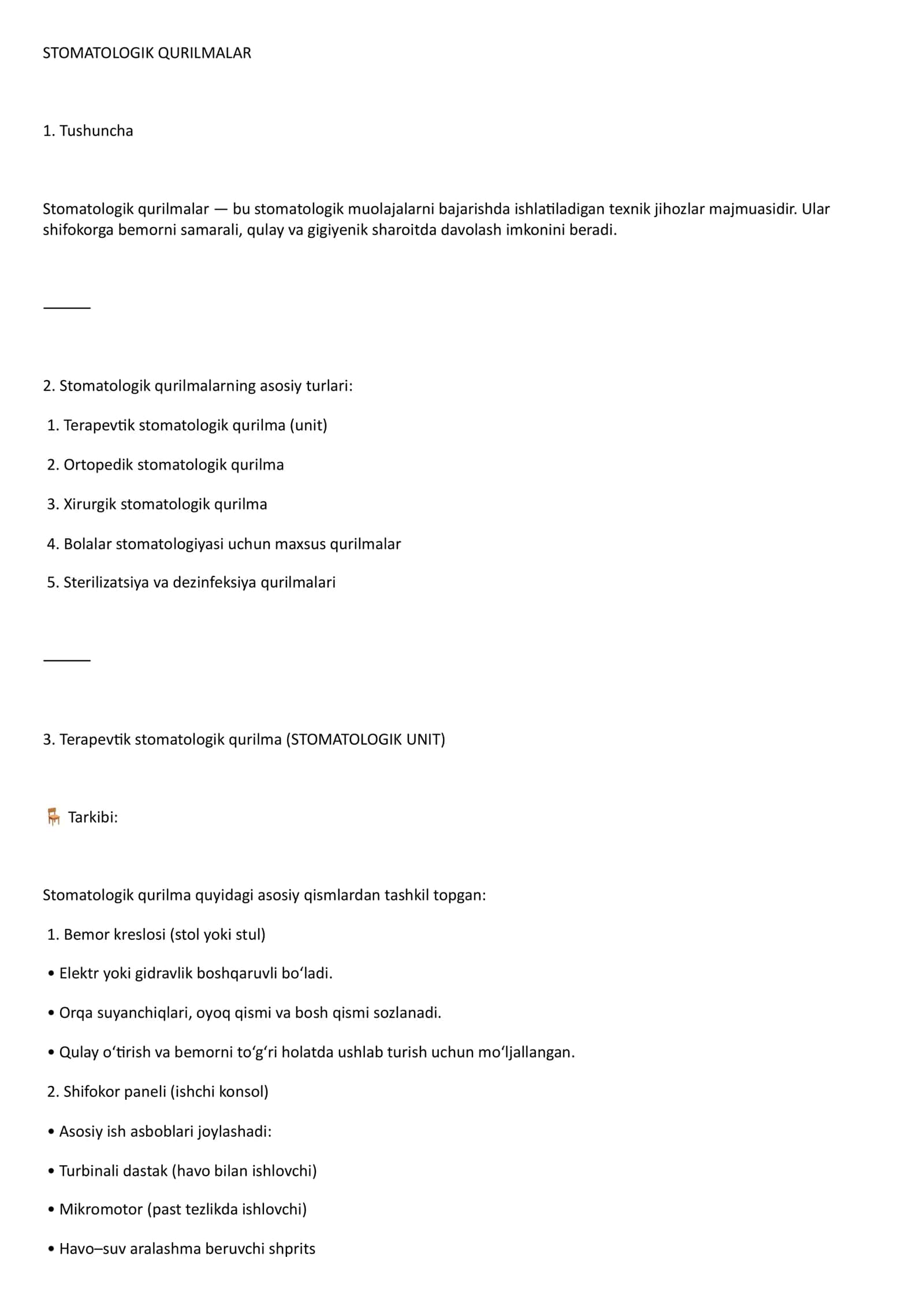 Stomatologik qurilmalar