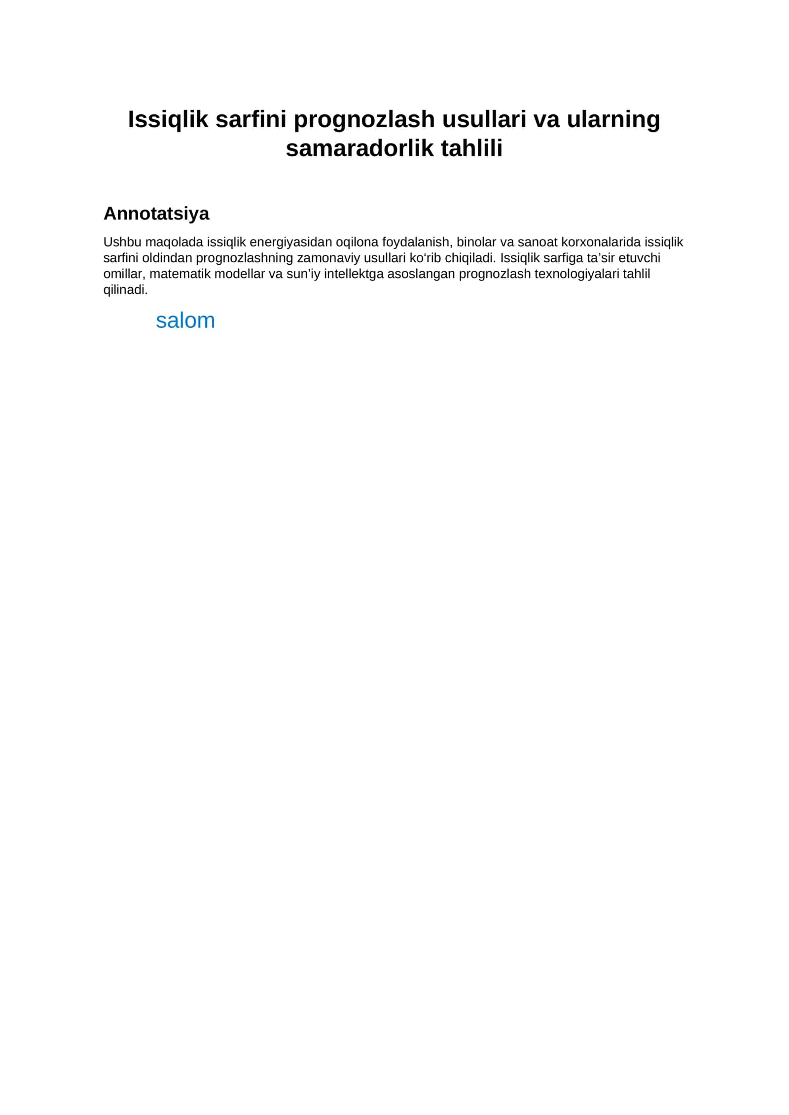 Maqola "Issiqlik texnikasi fanidan"