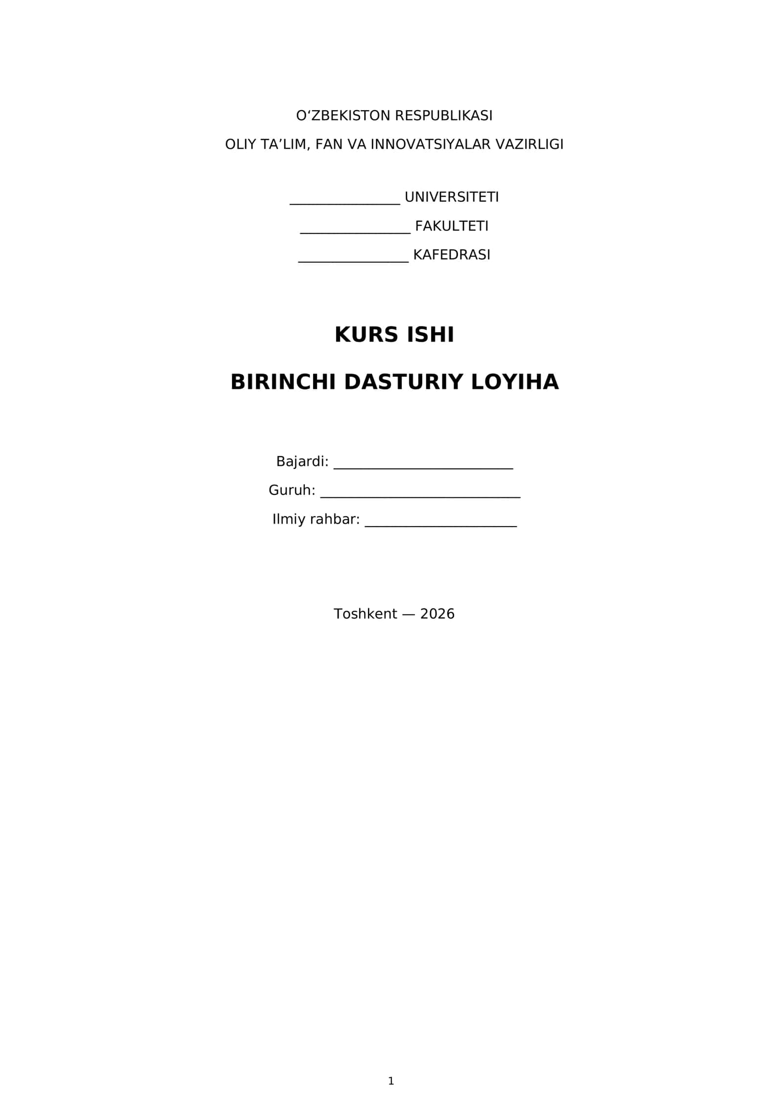 BIRINCHI DASTURIY LOYIHA