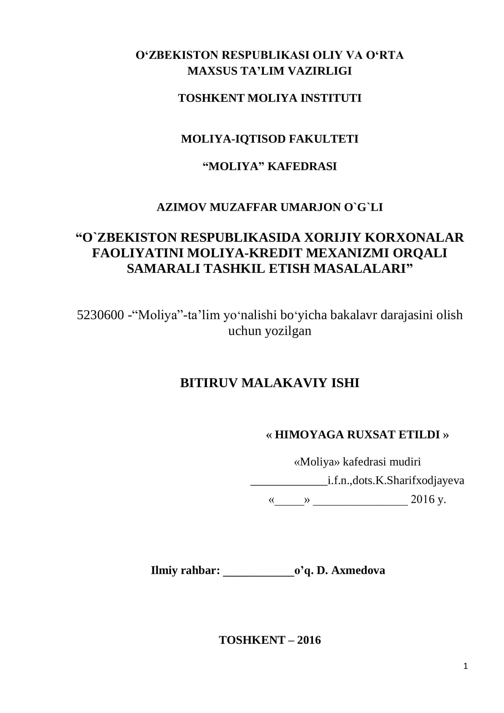 O‘ZBEKISTONDA XORIJIY KORXONALAR FAOLIYATI