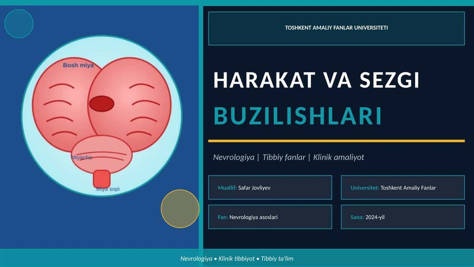 Nevrologiya asoslari MAVZU REJASI
