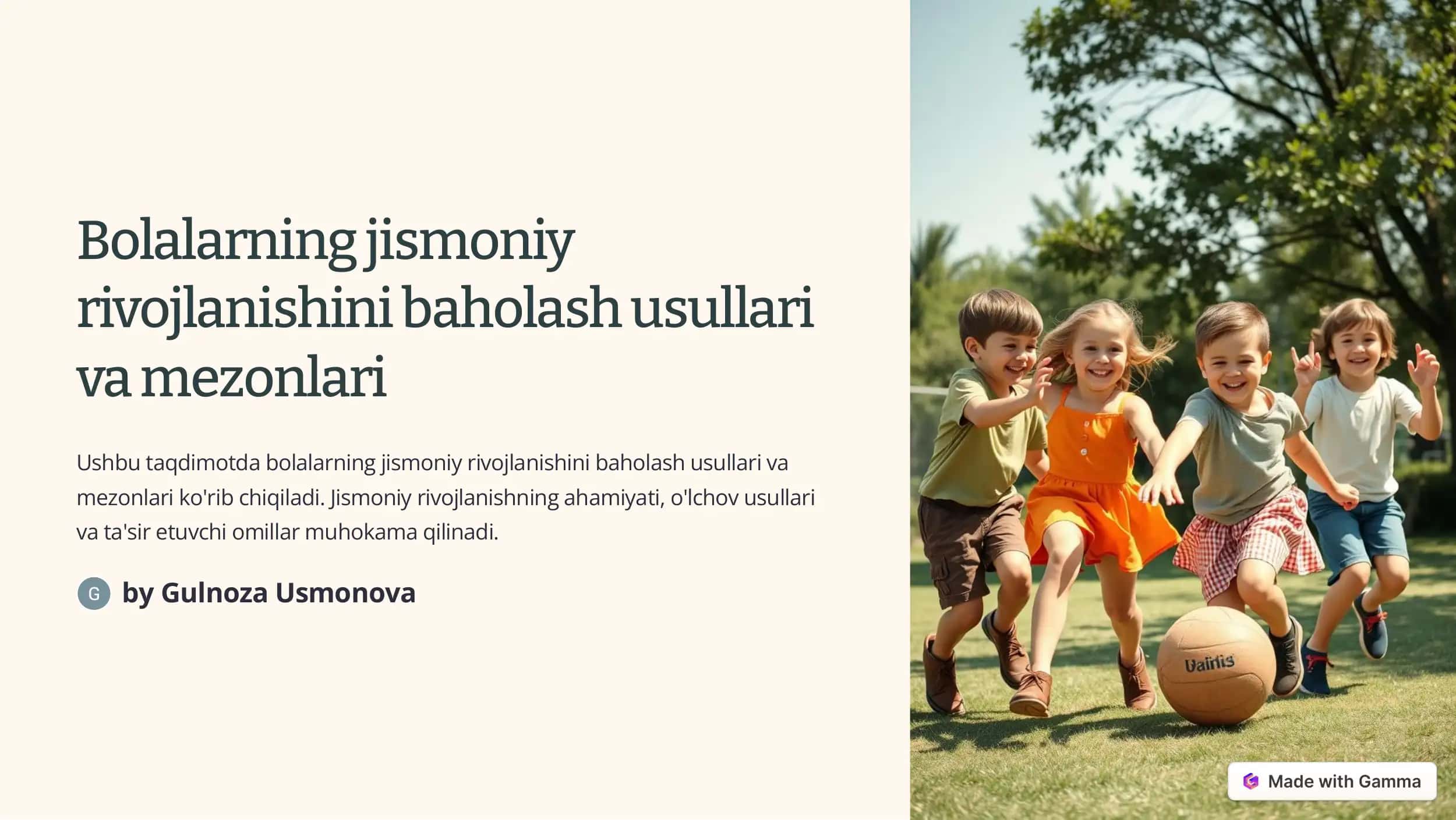 Bolalarning jismoniy rivojlanishini baholash usullari va mezonlari