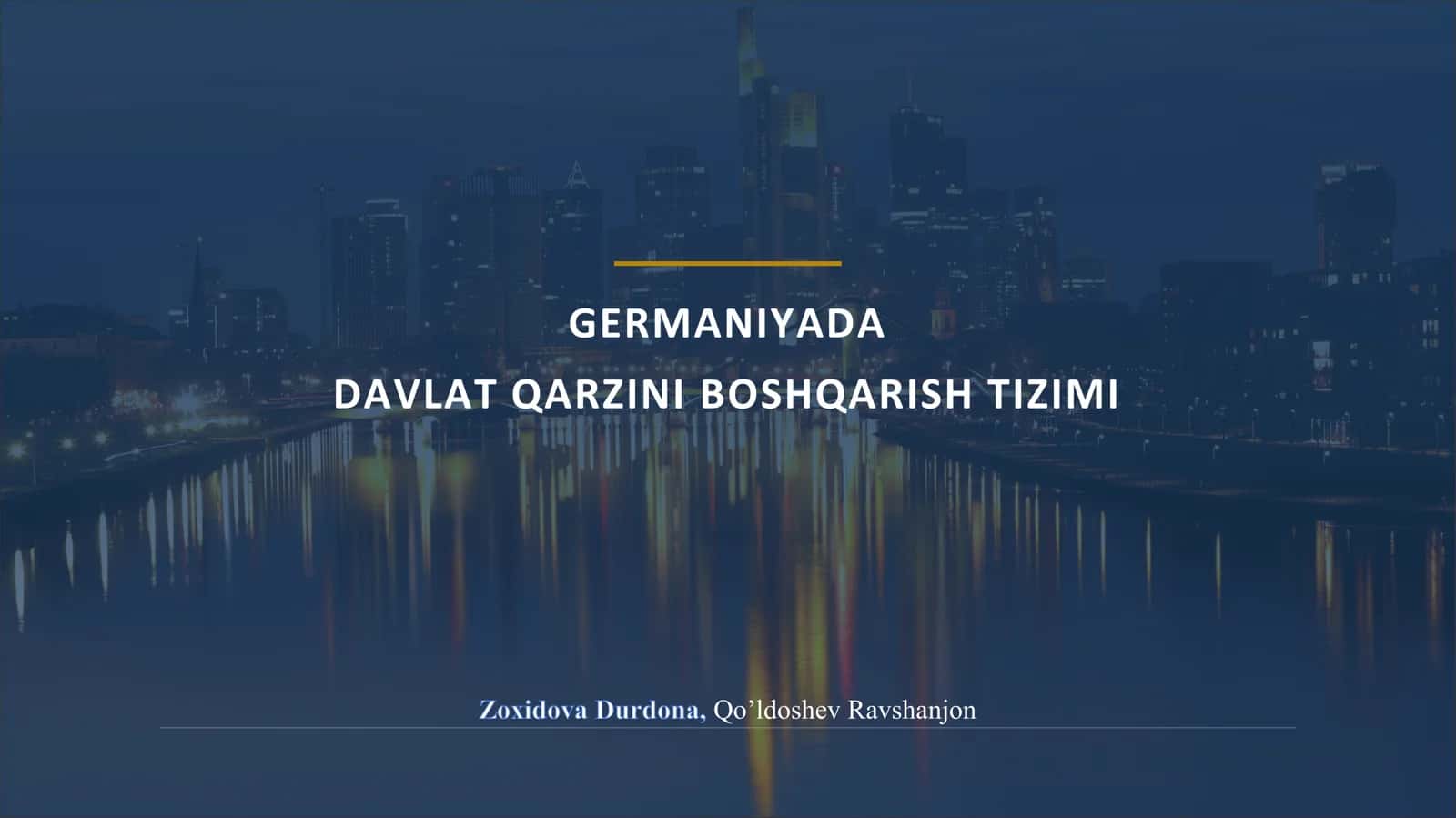 GERMANIYADA DAVLAT QARZINI BOSHQARISH TIZIMI