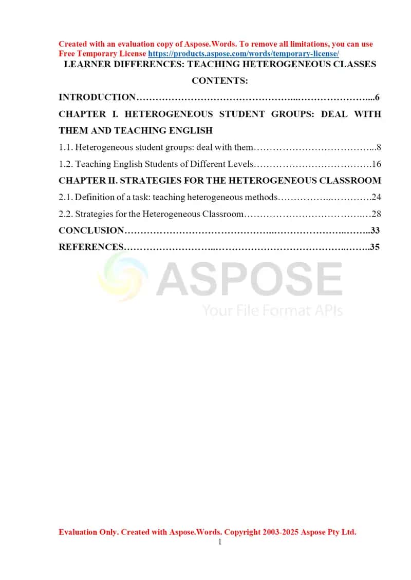 LEARNER DIFFERENCES: TEACHING HETEROGENEOUS CLASSES